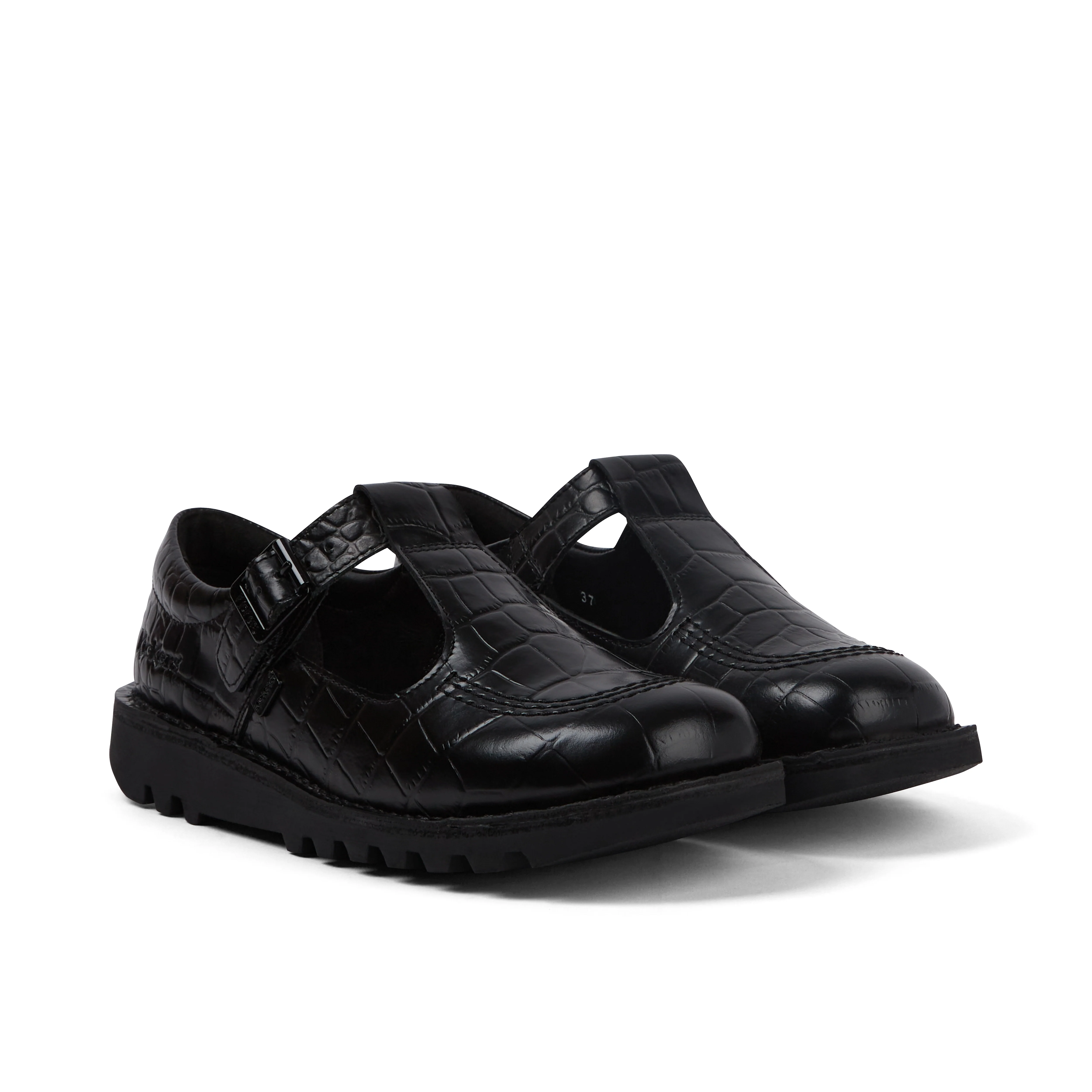 Adult Female Kick Tbar Croc Leather Black - Image 3