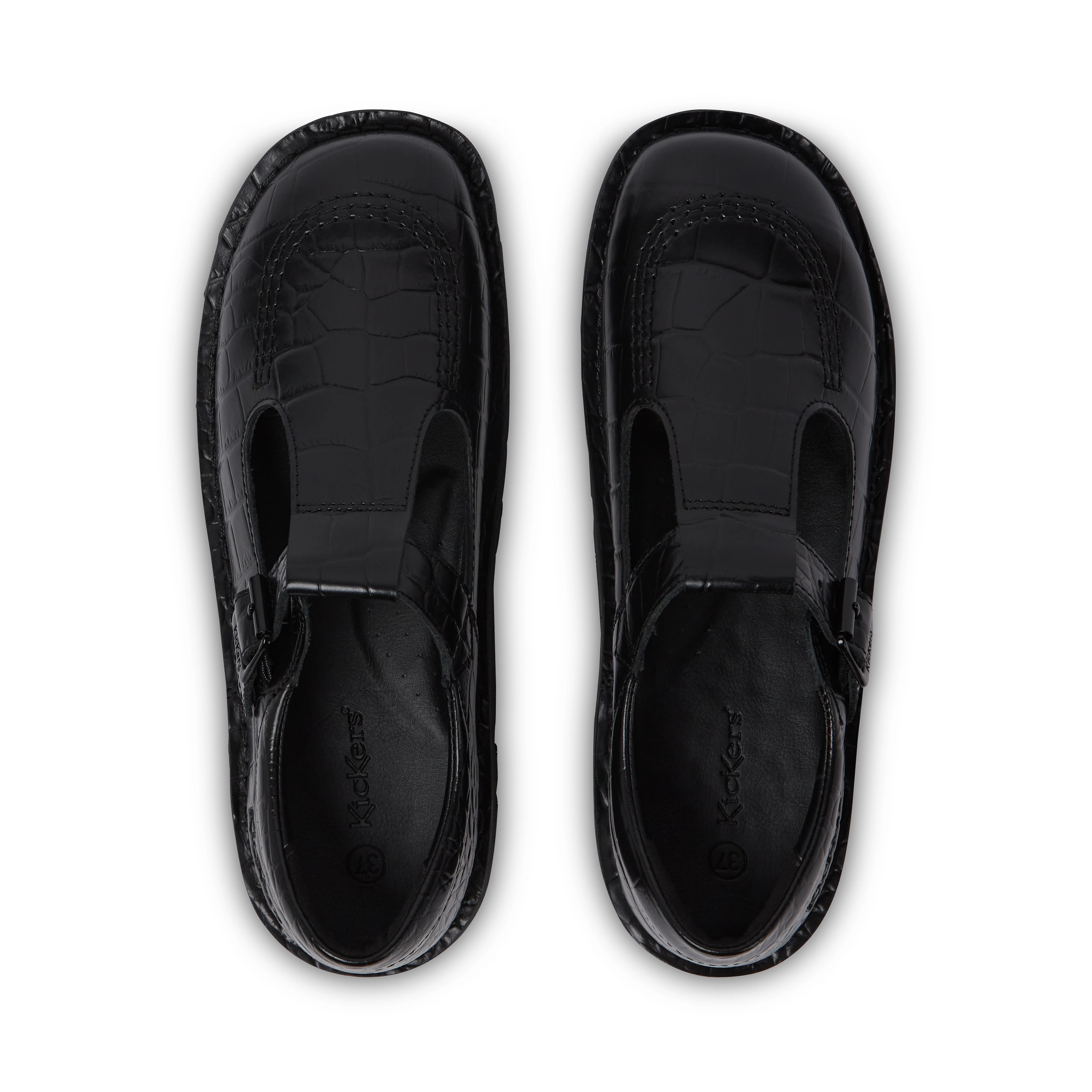 Adult Female Kick Tbar Croc Leather Black - Image 4