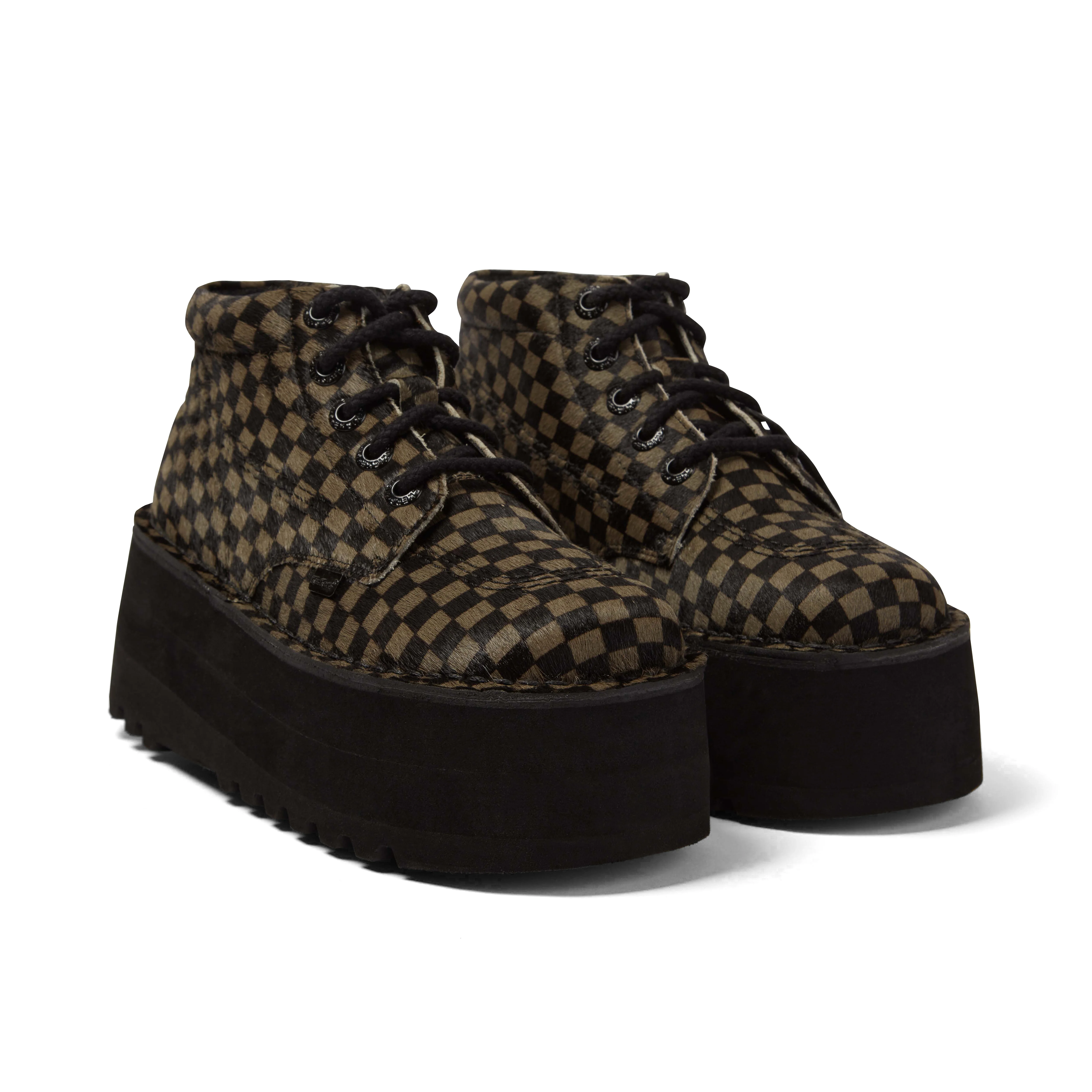 Adult Unisex Kick Hi Platform Leather Black/Khaki - Image 3