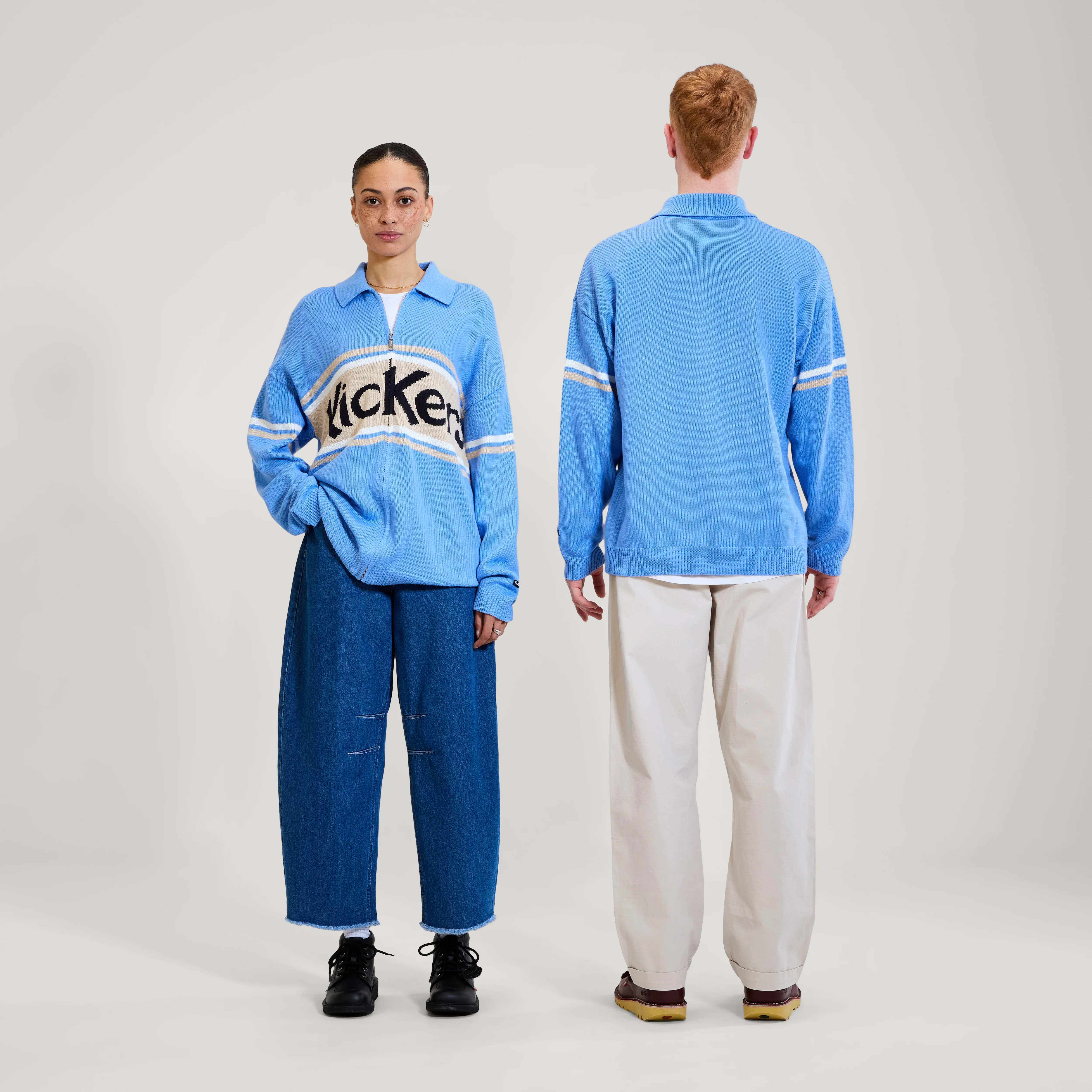 Adult Unisex Kickers Classic Zip Through Knit Blue