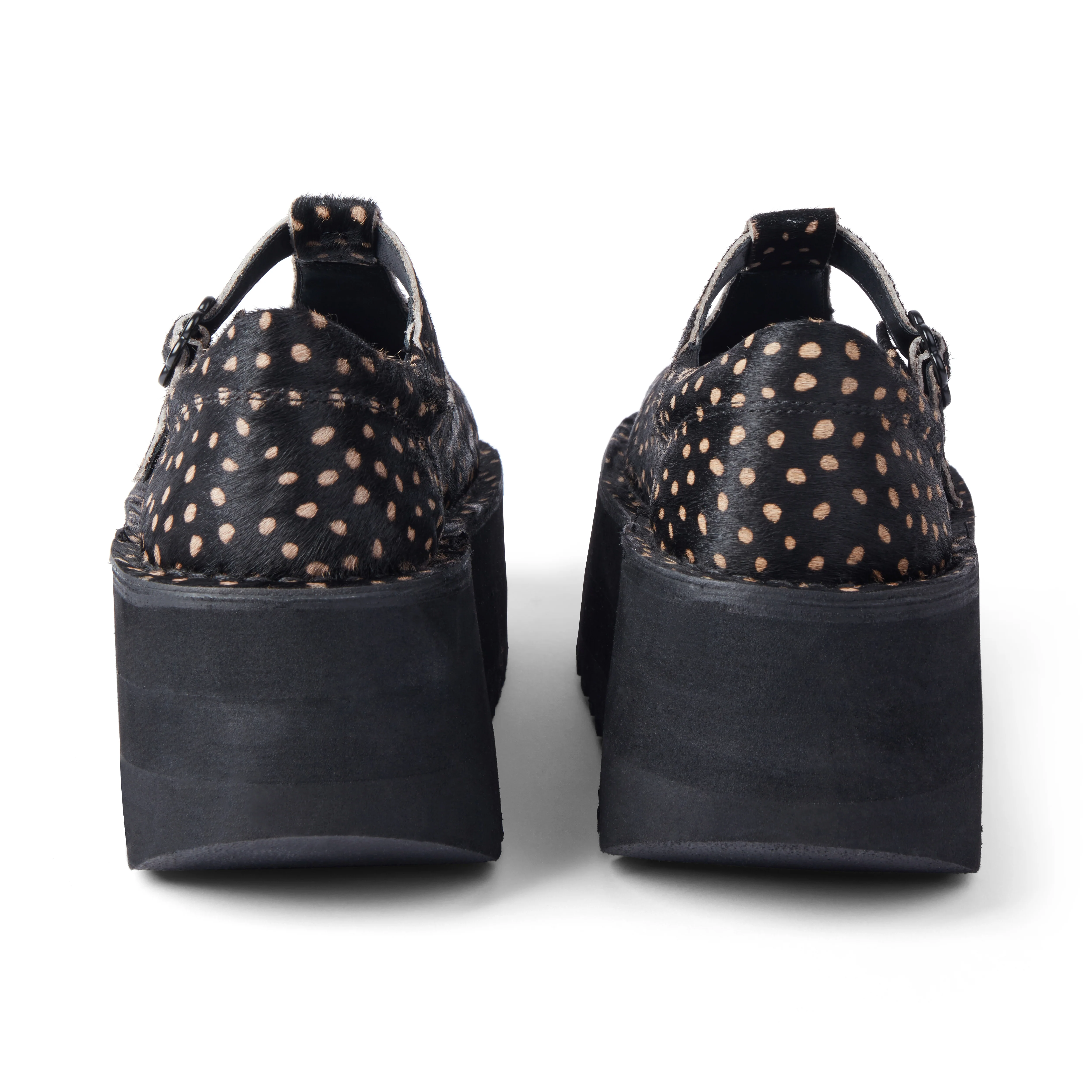 Adult Women Kick T Bar Platform Leather Black - Image 5