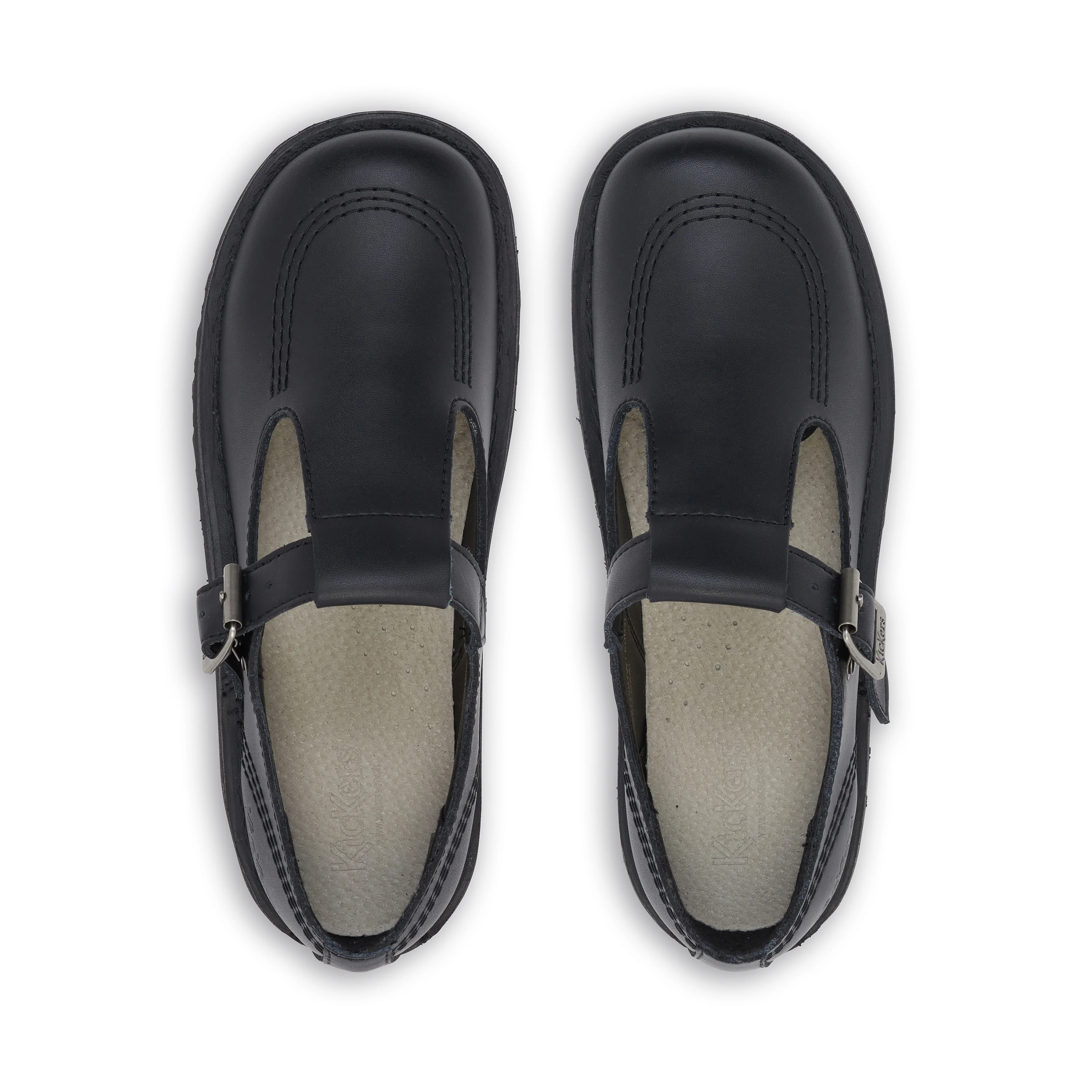 Adult Womens Kick T Bar Leather Black - Image 4