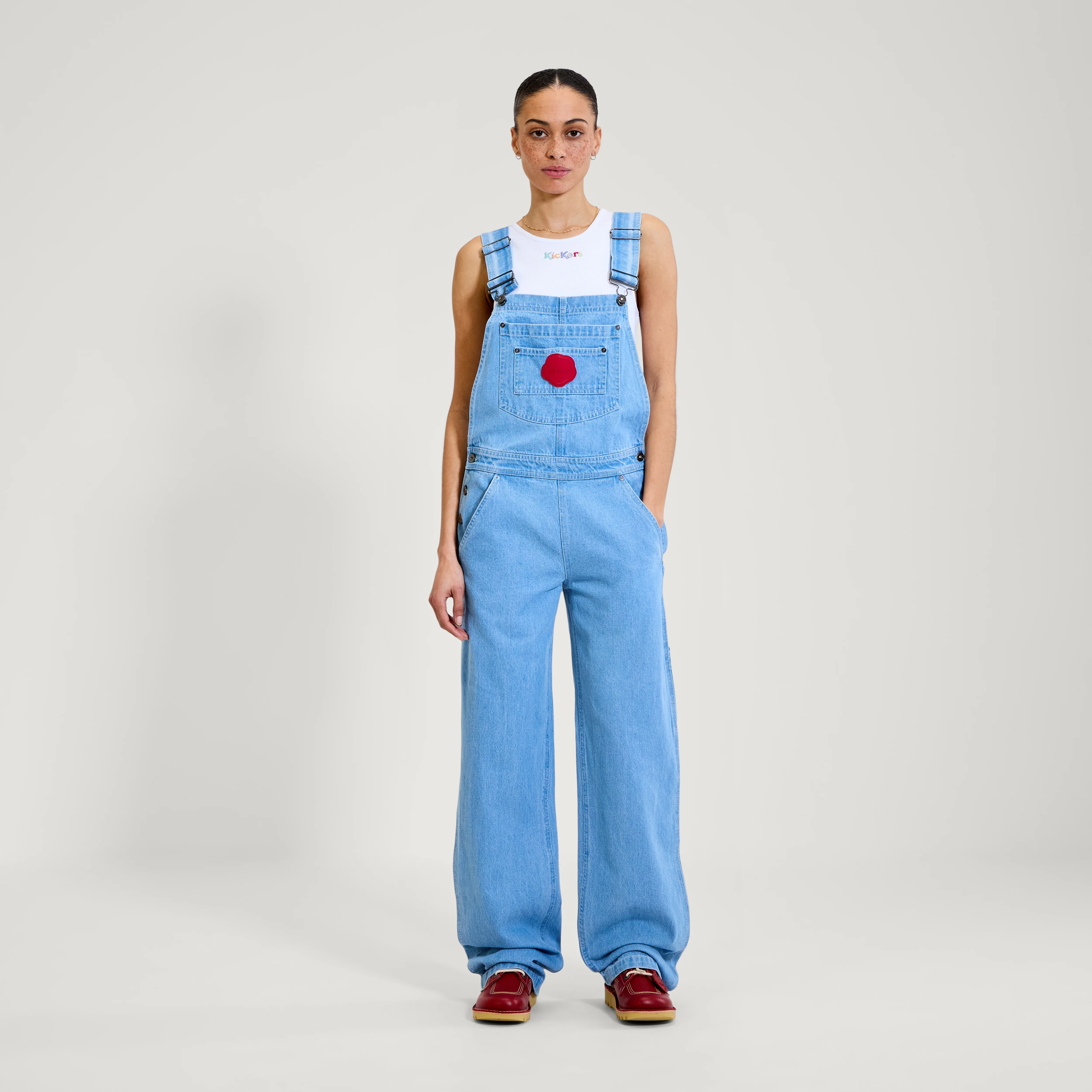 Adult Womens Kickers Classic Dungaree Blue - Image 5