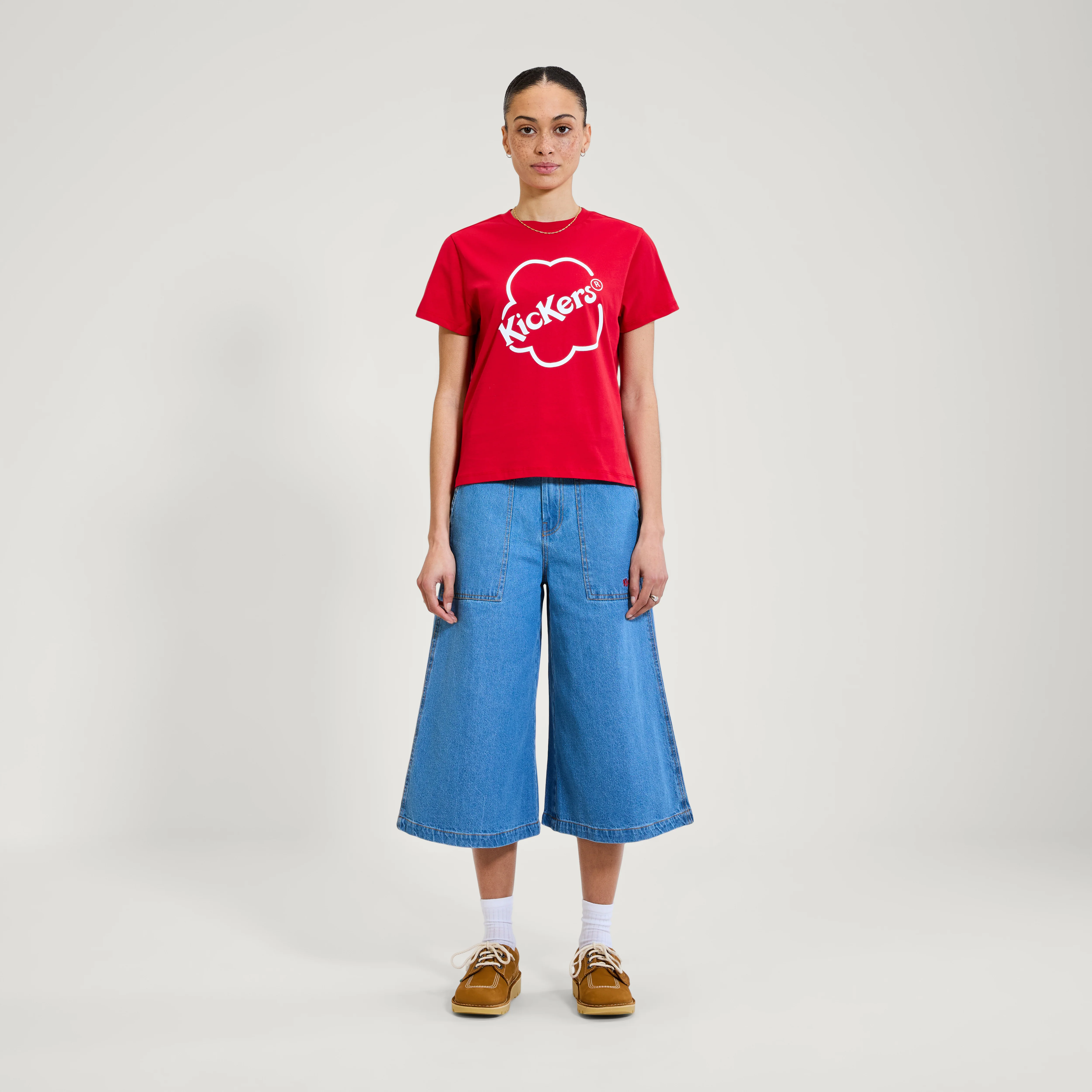 Adult Womens Kickers Classic Skinny Tee Red - Image 5