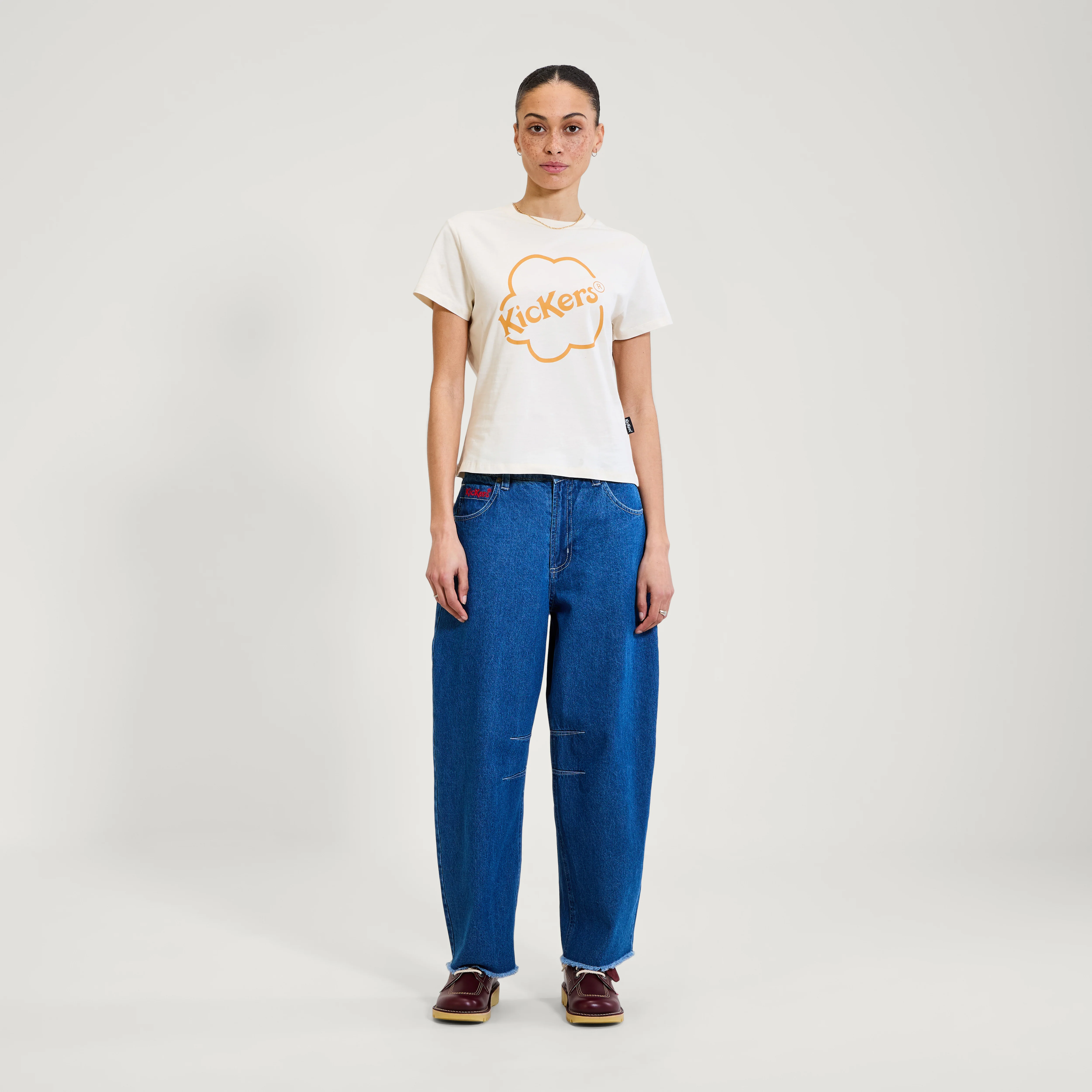 Adult Womens Kickers Classic Skinny Tee White - Image 3