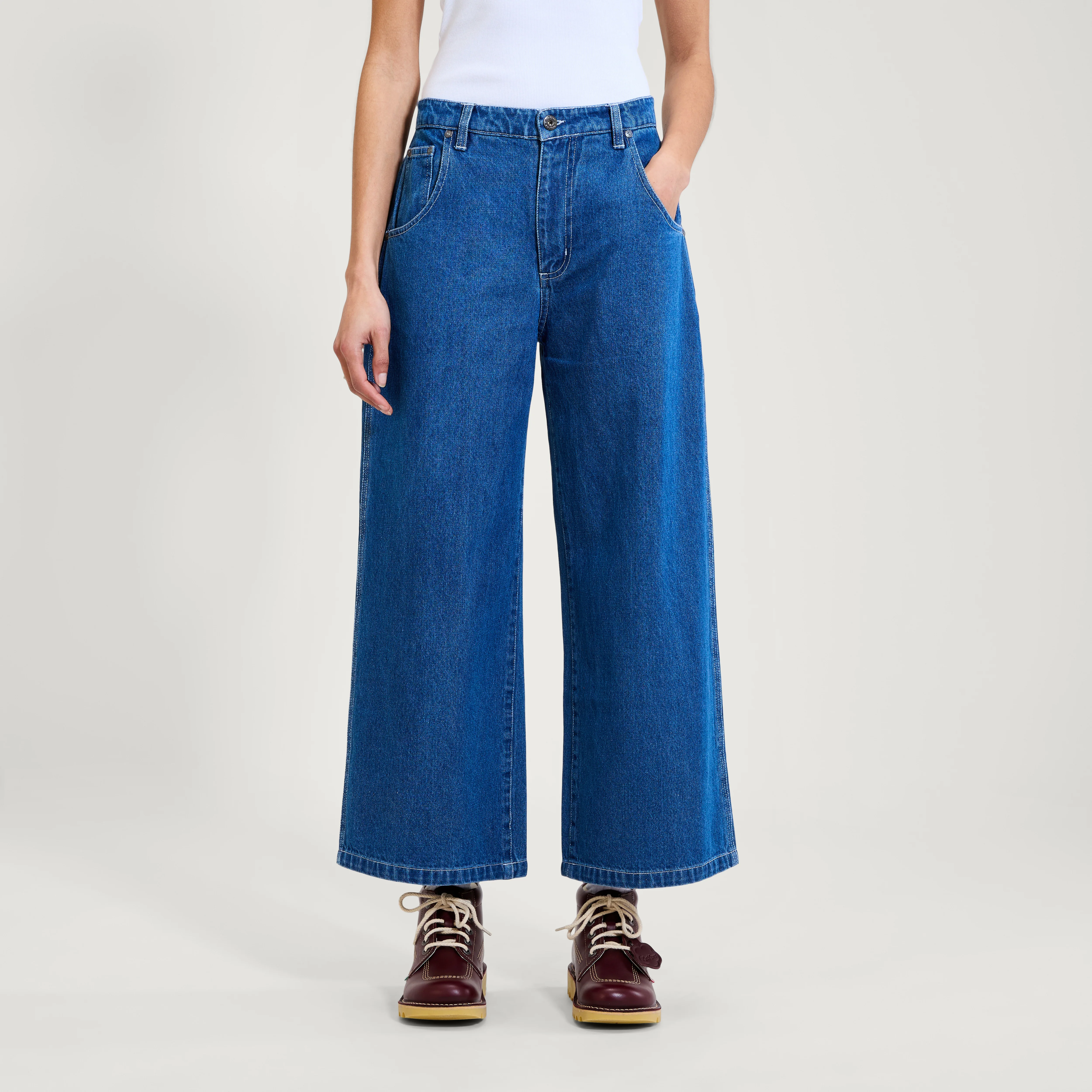 Adult Womens Kickers Classic Wide Leg Jean Blue - Image 3