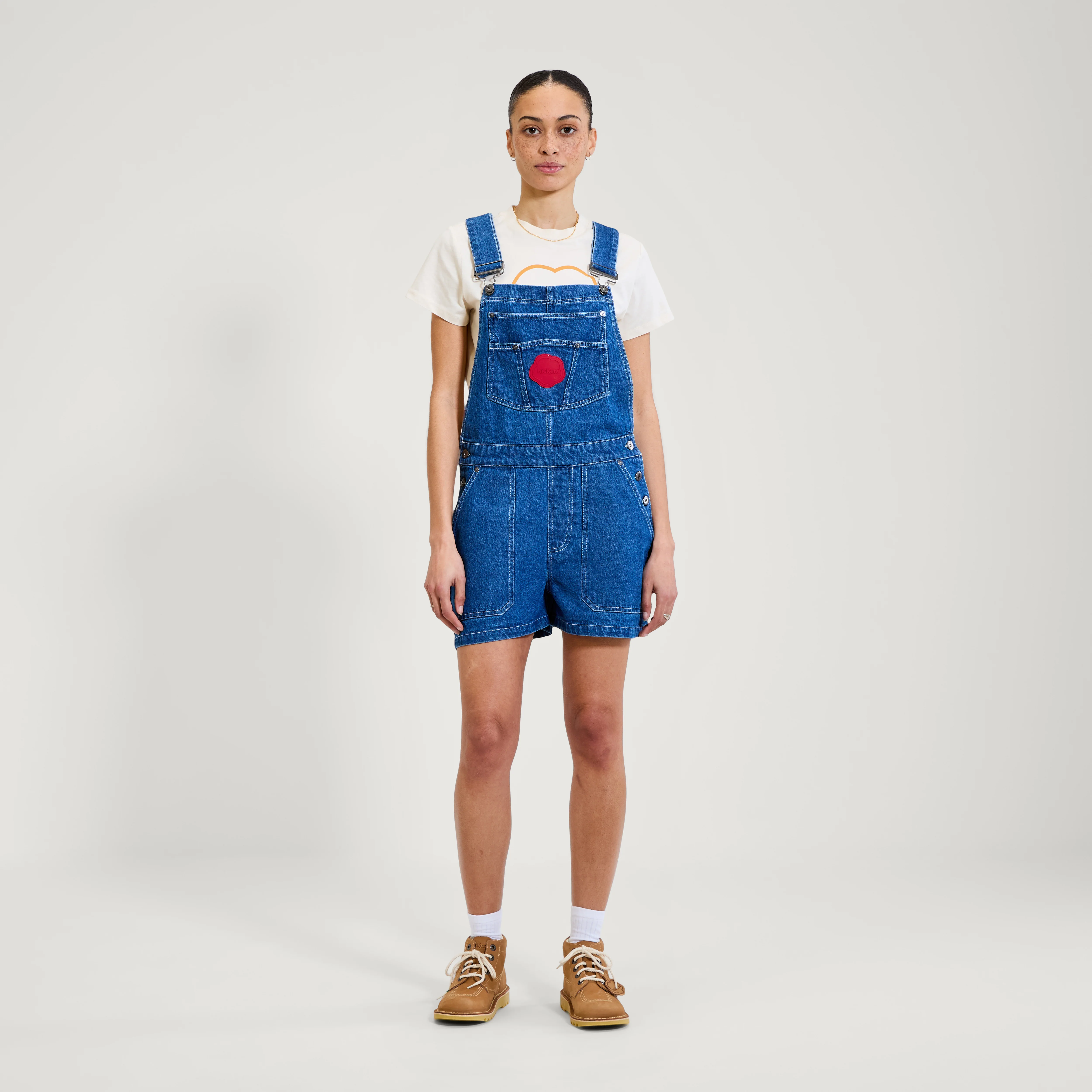 Adult Womens Kickers Classics Dungaree Short Blue - Image 3