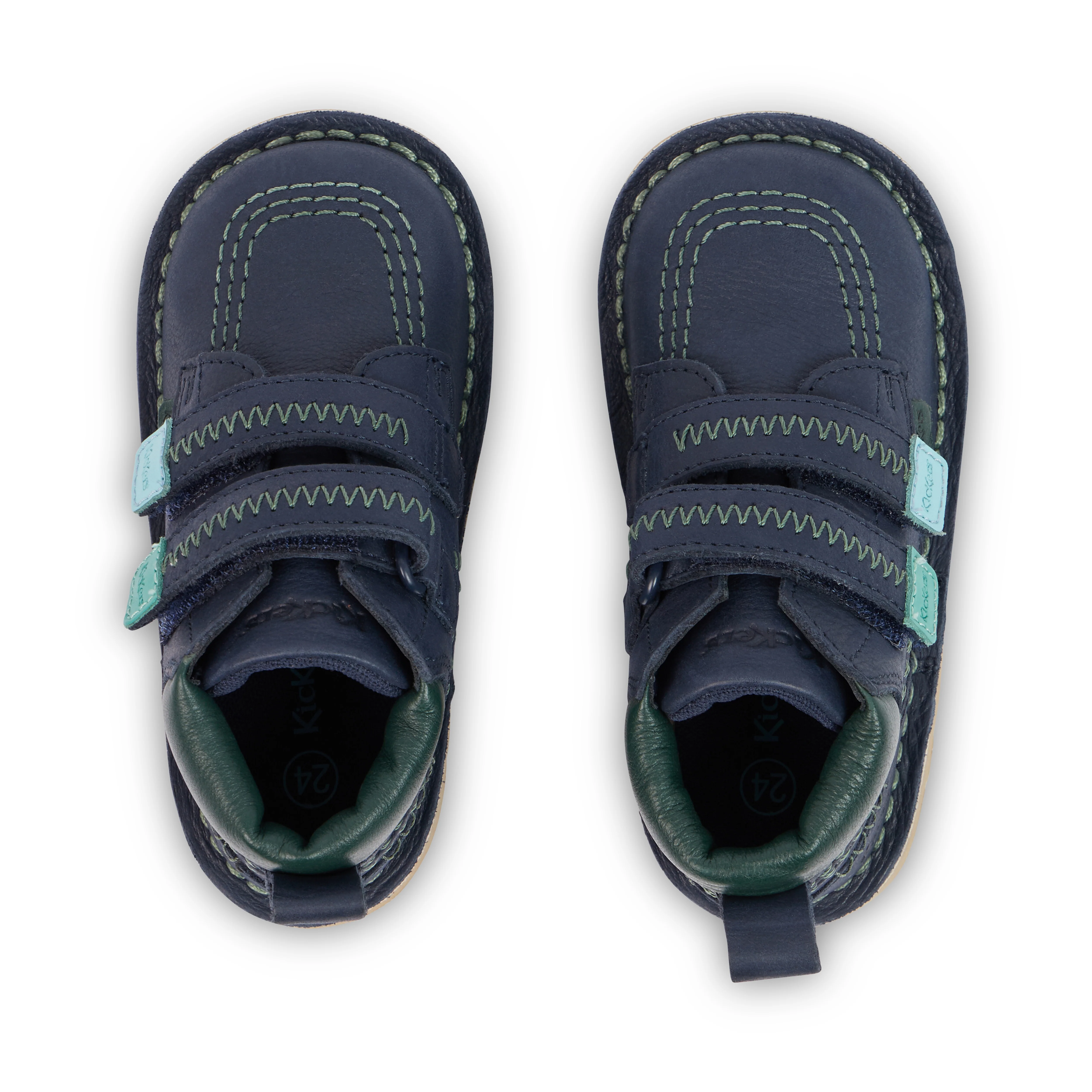 Infant Boys Kick Hi Roll ZigZag Boots Leather Navy - Image 4