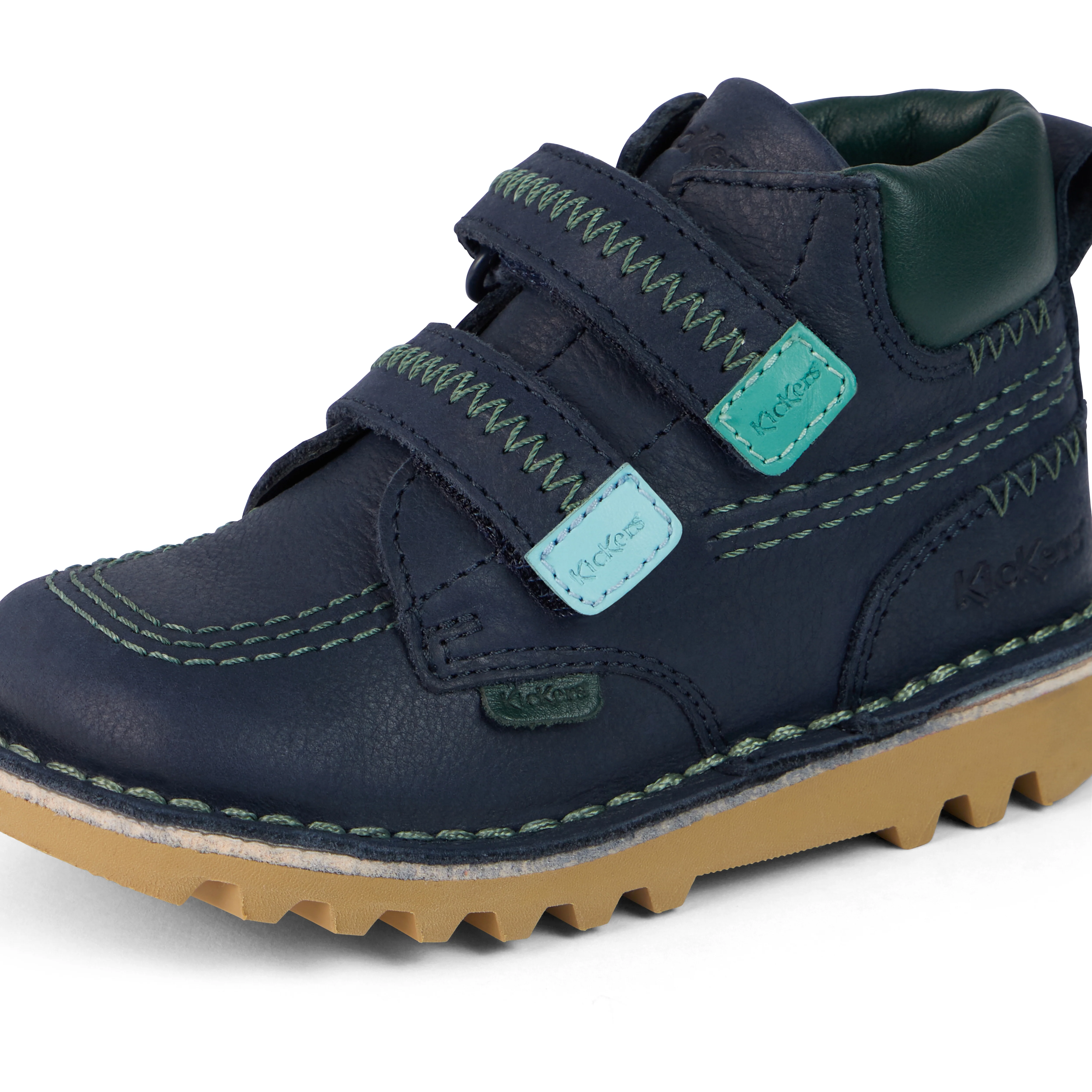 Infant Boys Kick Hi Roll ZigZag Boots Leather Navy - Image 6
