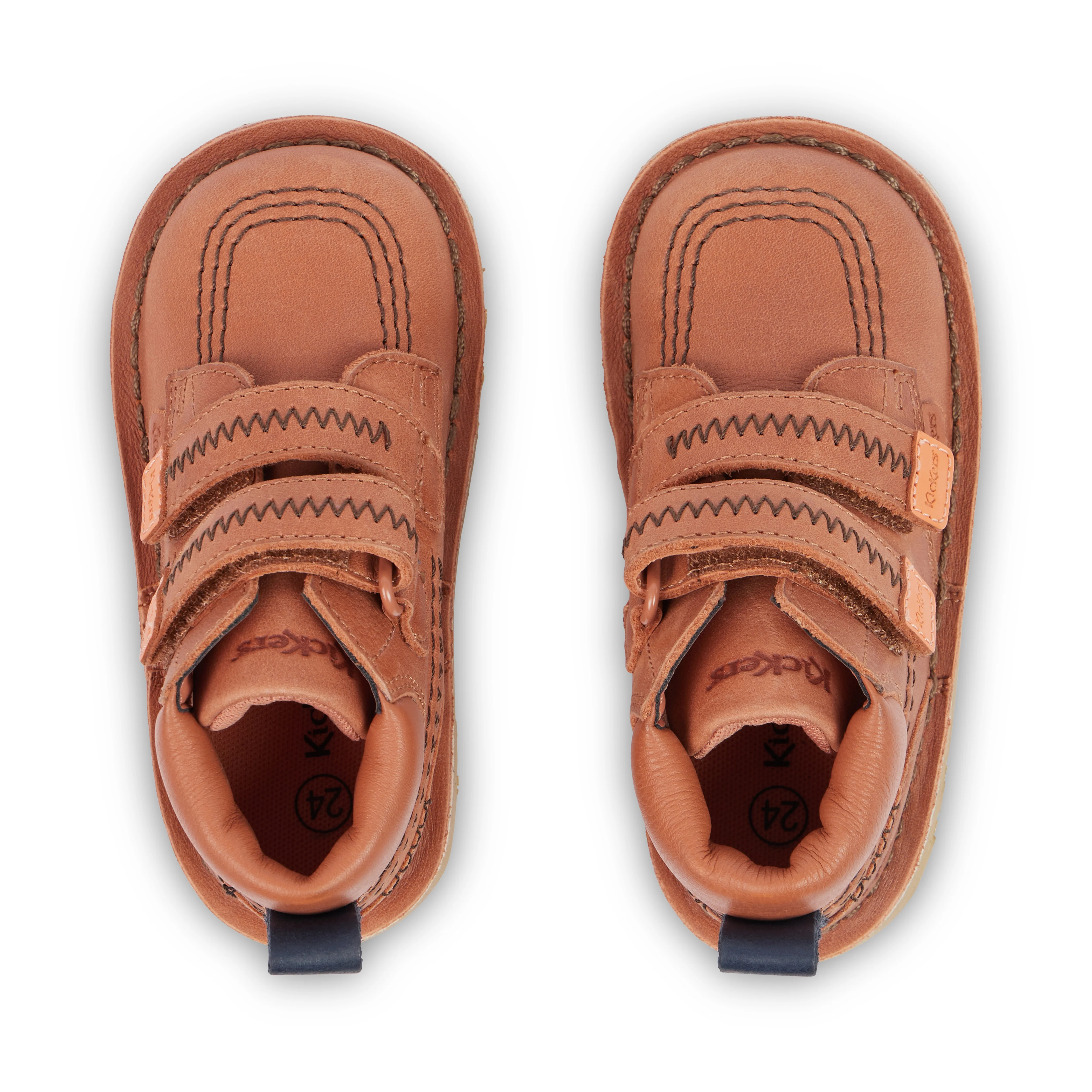 Infant Boys Kick Hi Roll ZigZag Boots Leather Tan - Image 4