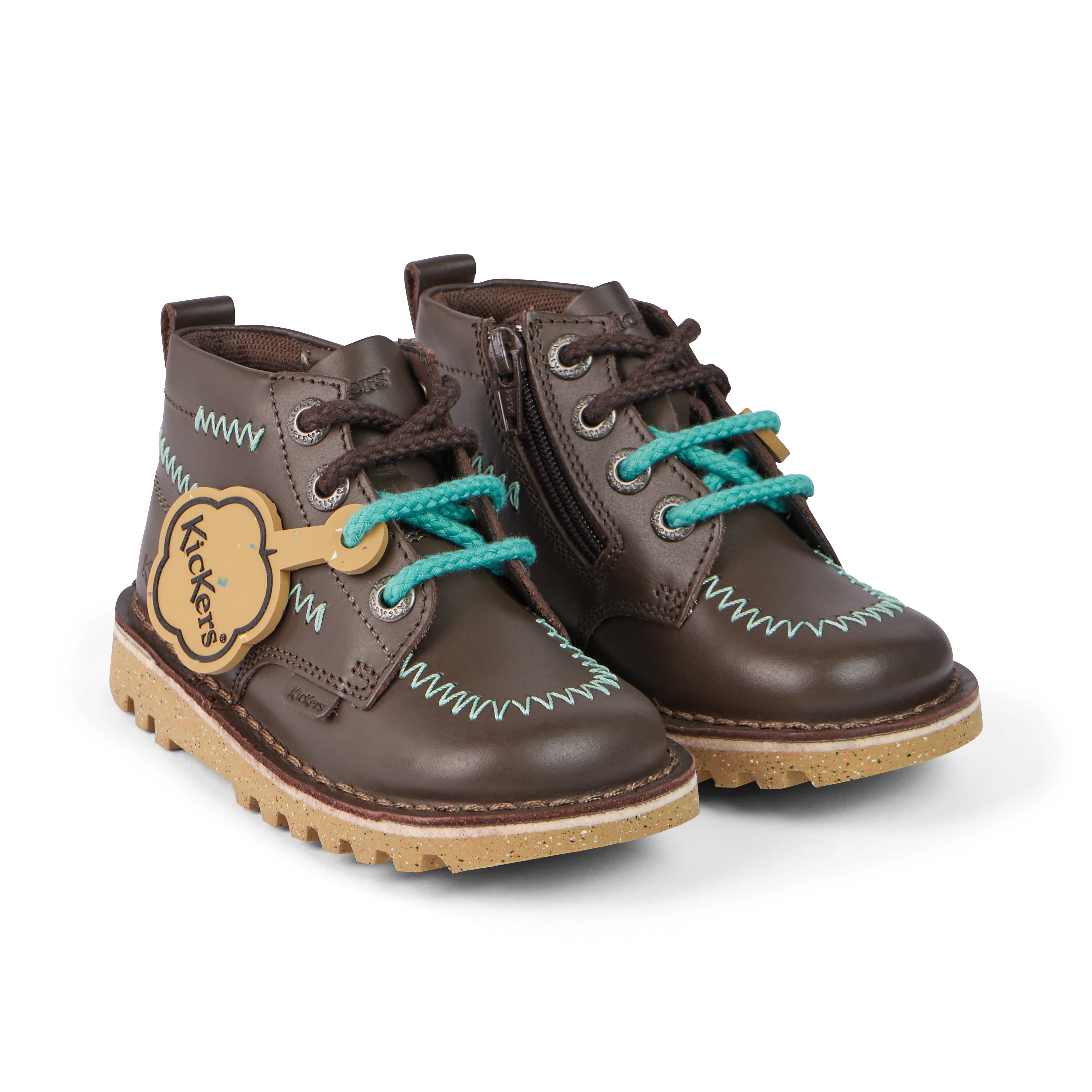 Infant Boys Kick Hi ZigZag Boots Leather Brown - Image 3