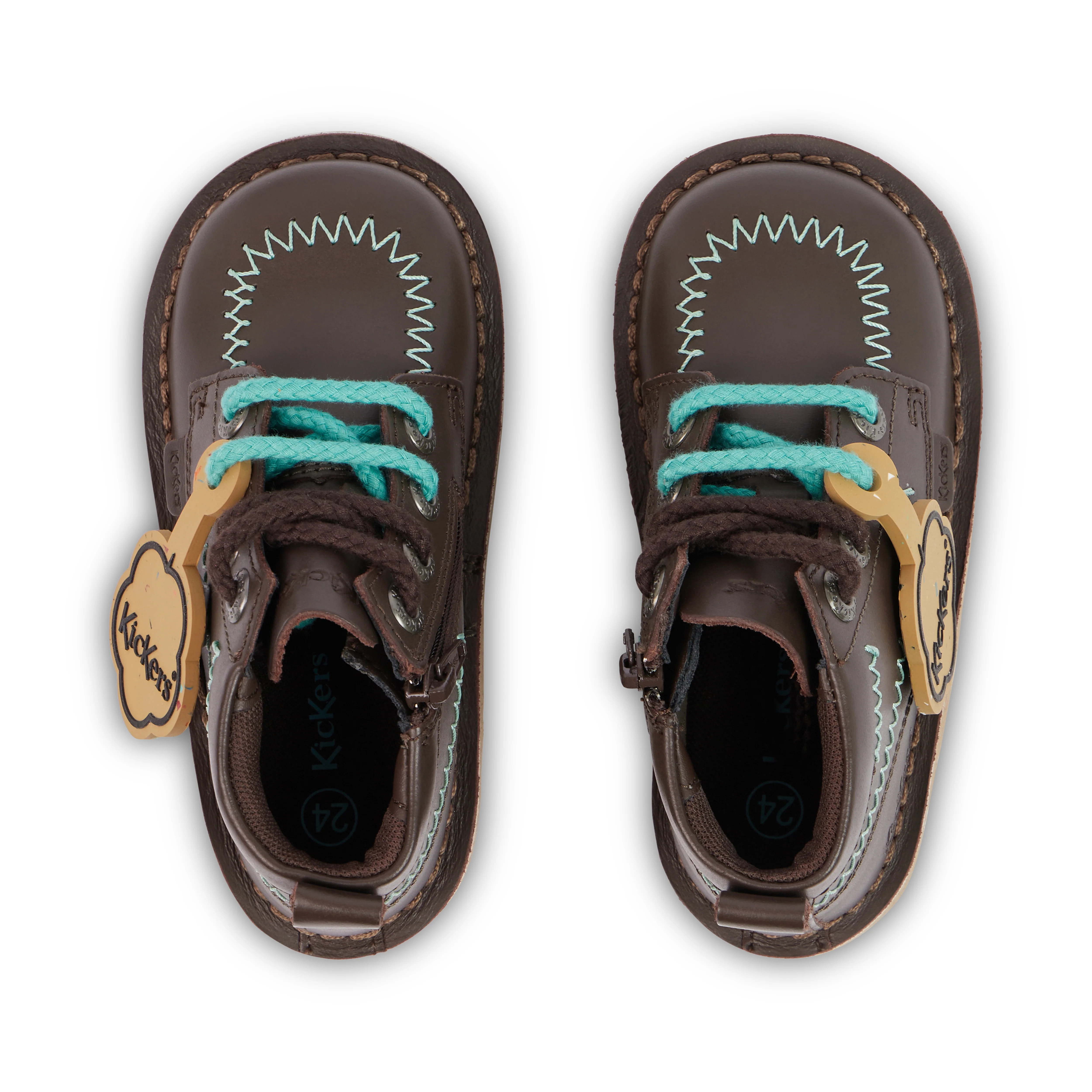 Infant Boys Kick Hi ZigZag Boots Leather Brown - Image 4