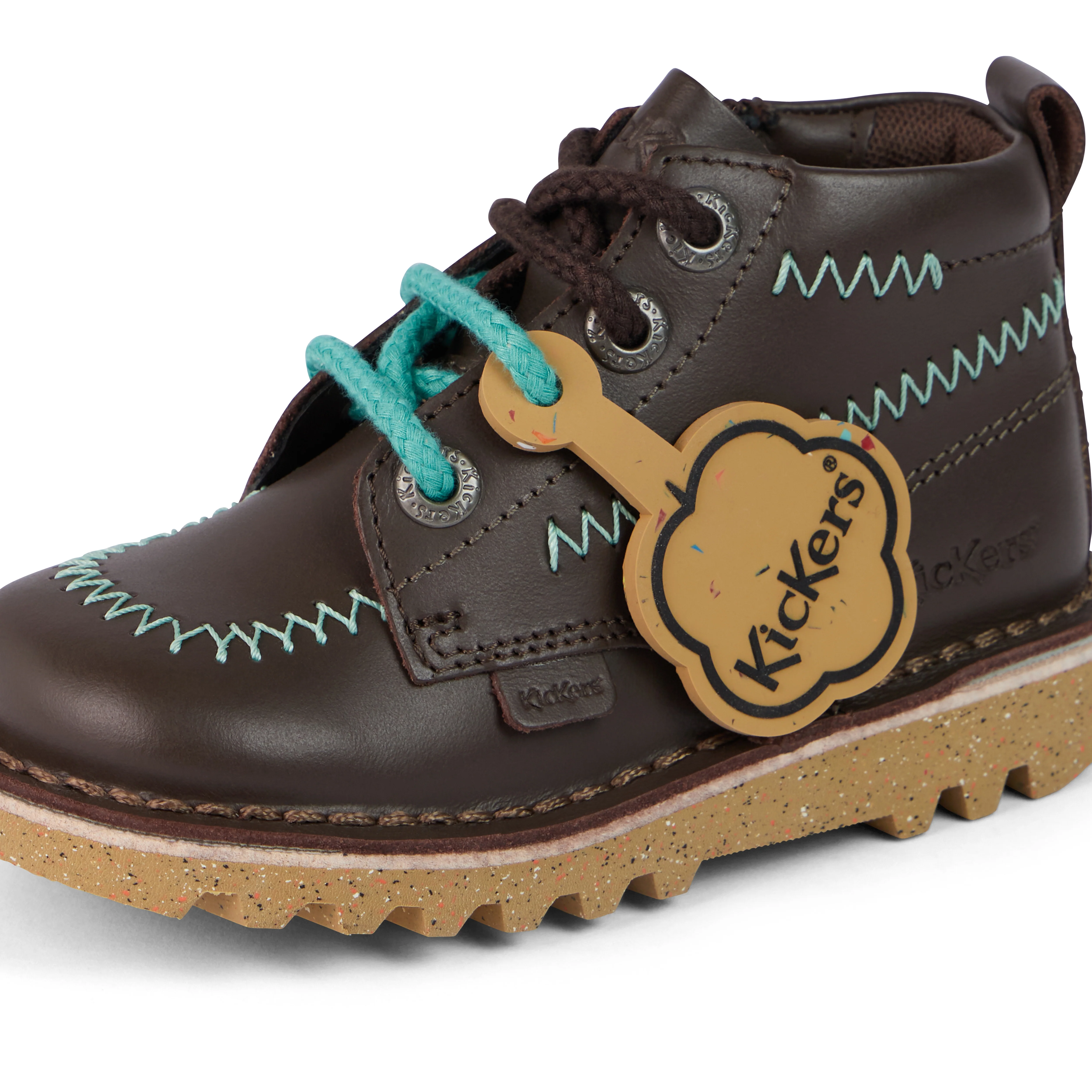 Infant Boys Kick Hi ZigZag Boots Leather Brown - Image 6
