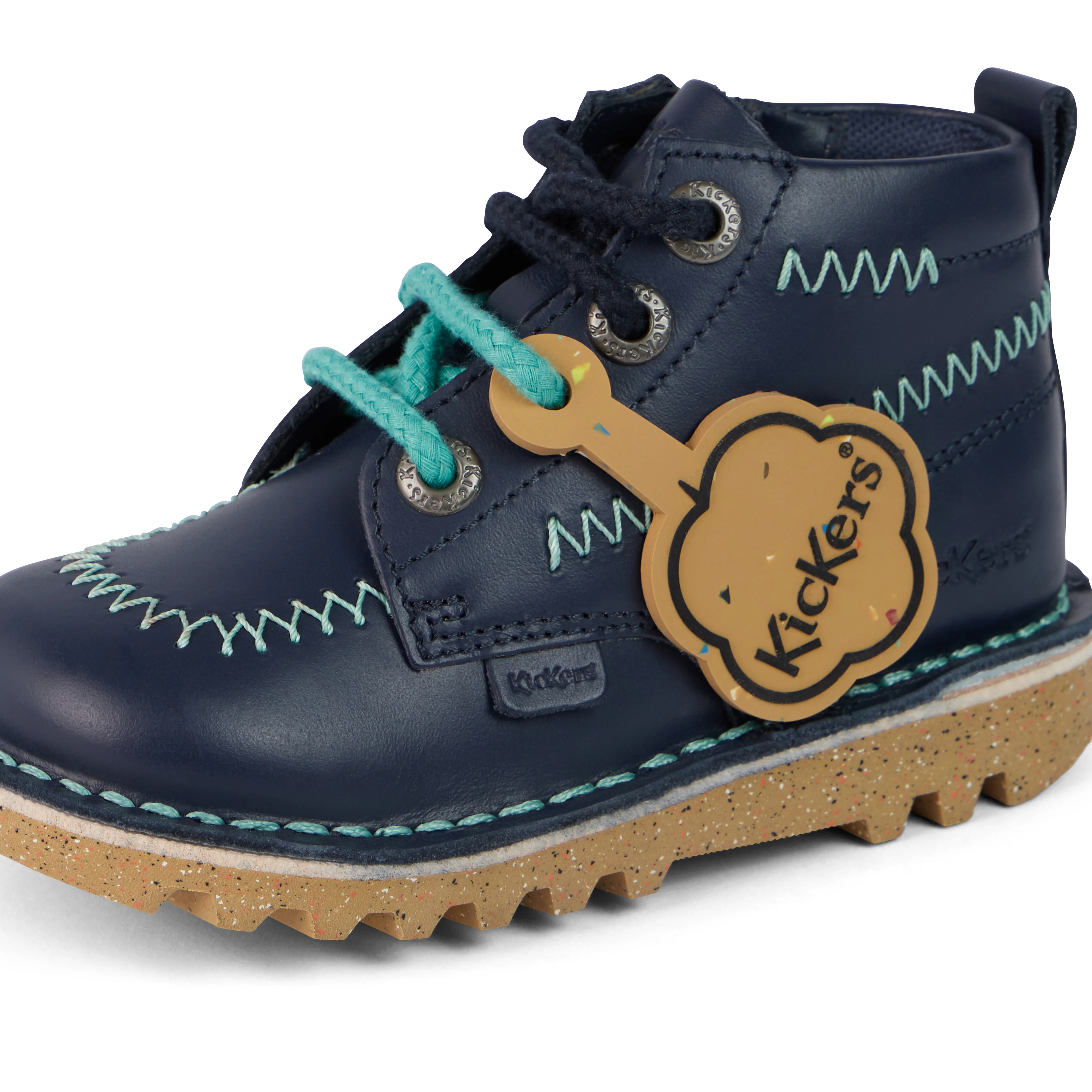 Infant Boys Kick Hi ZigZag Boots Leather Navy - Image 6