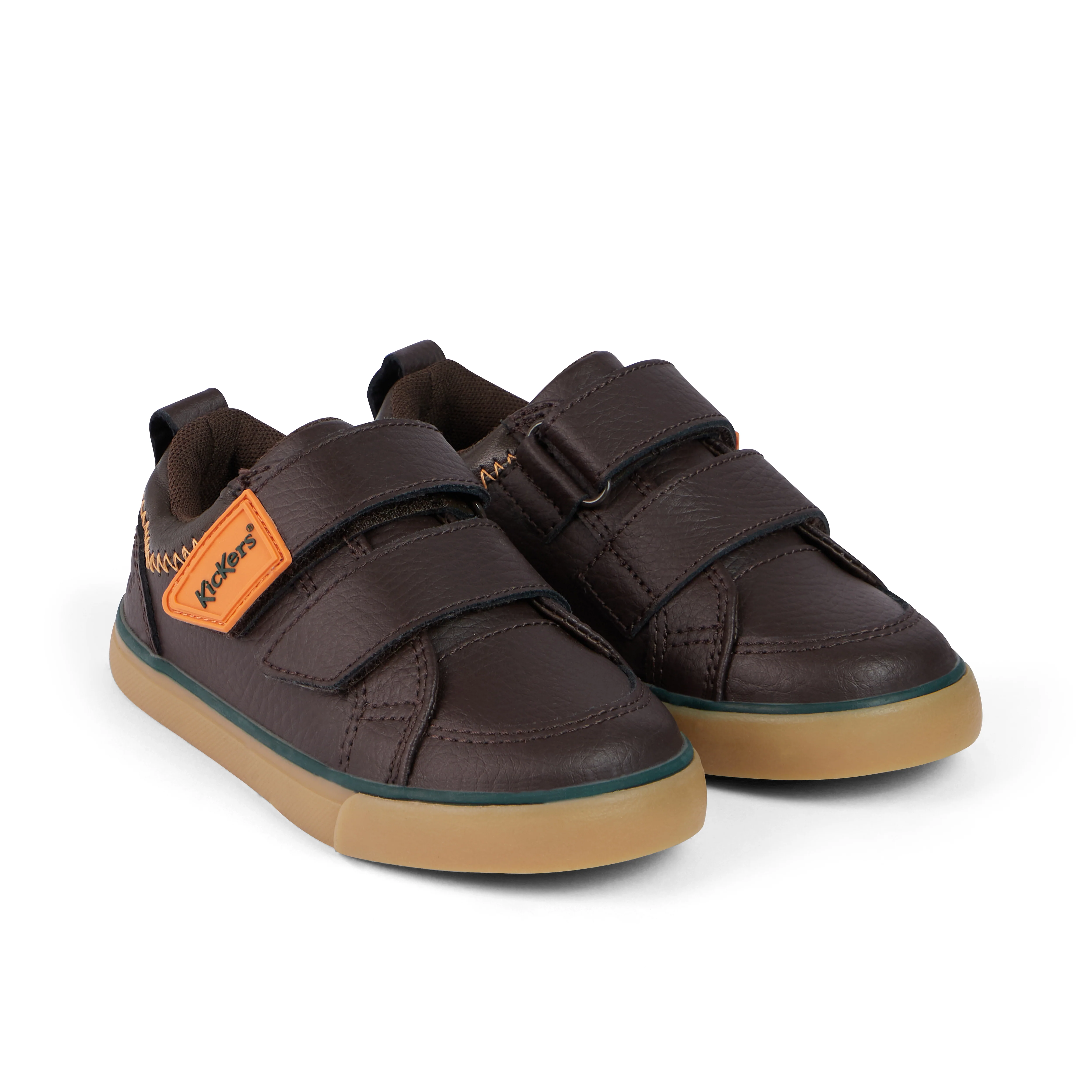 Infant Boys Tovni Twin ZigZag Trainers Leather Brown - Image 3