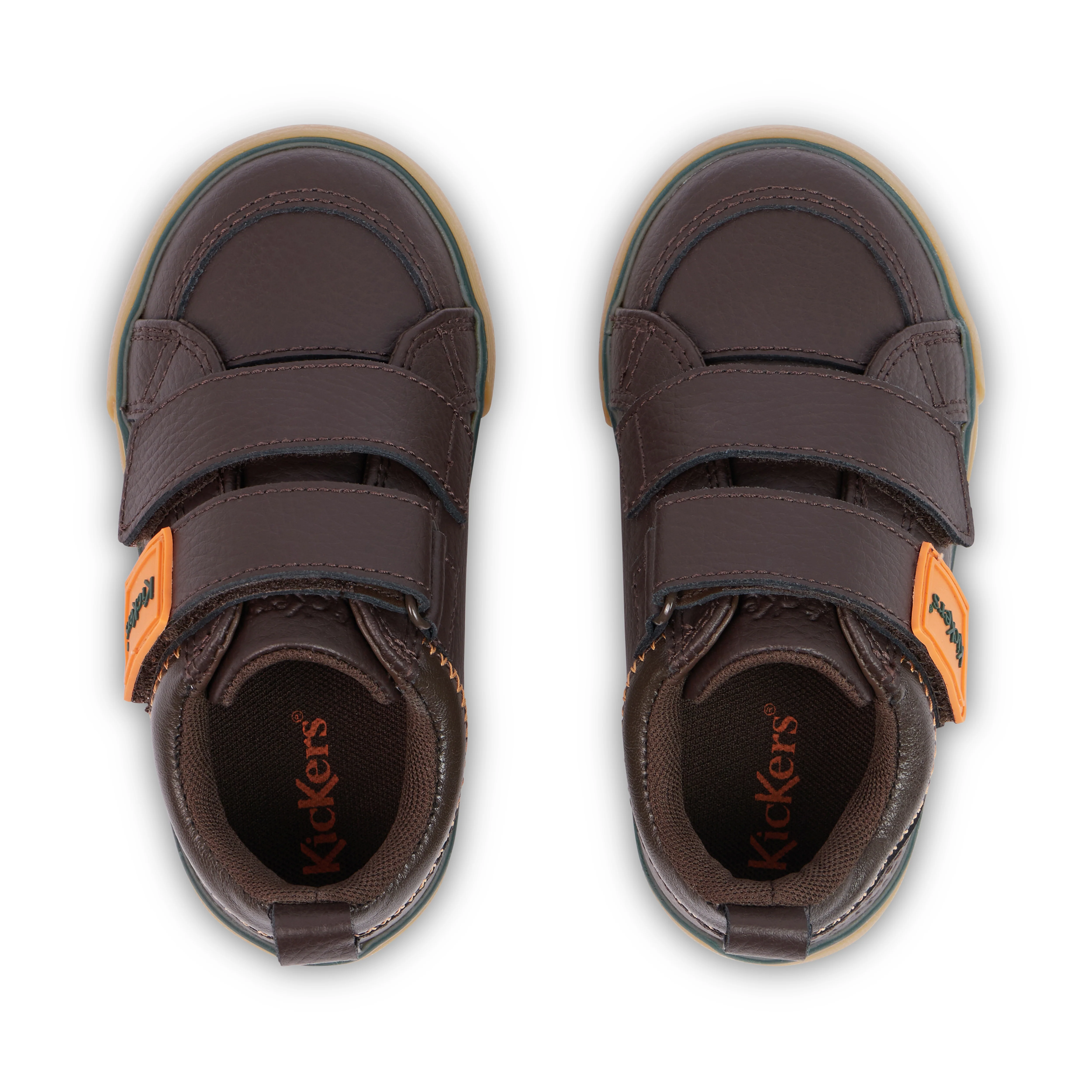 Infant Boys Tovni Twin ZigZag Trainers Leather Brown - Image 4