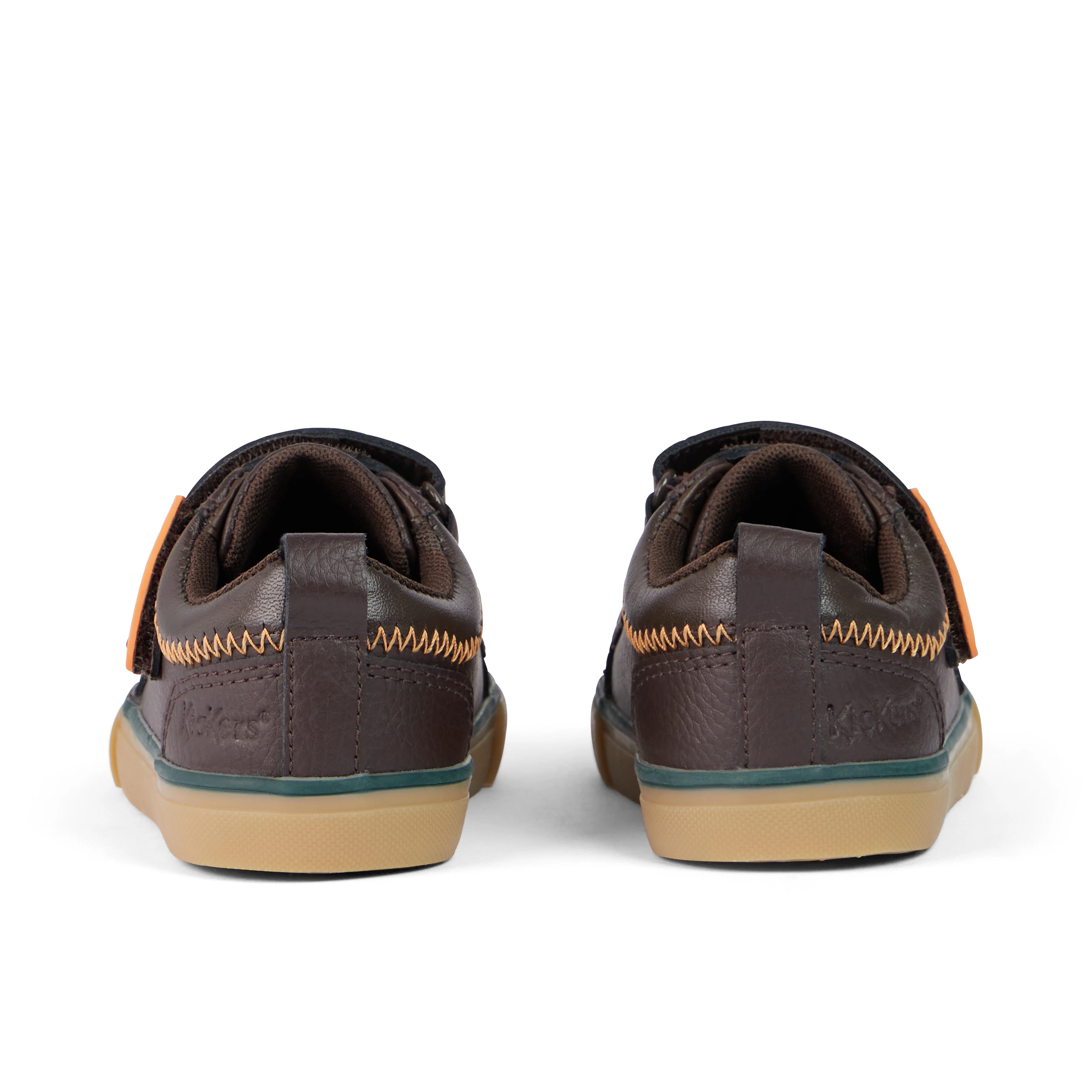 Infant Boys Tovni Twin ZigZag Trainers Leather Brown - Image 5