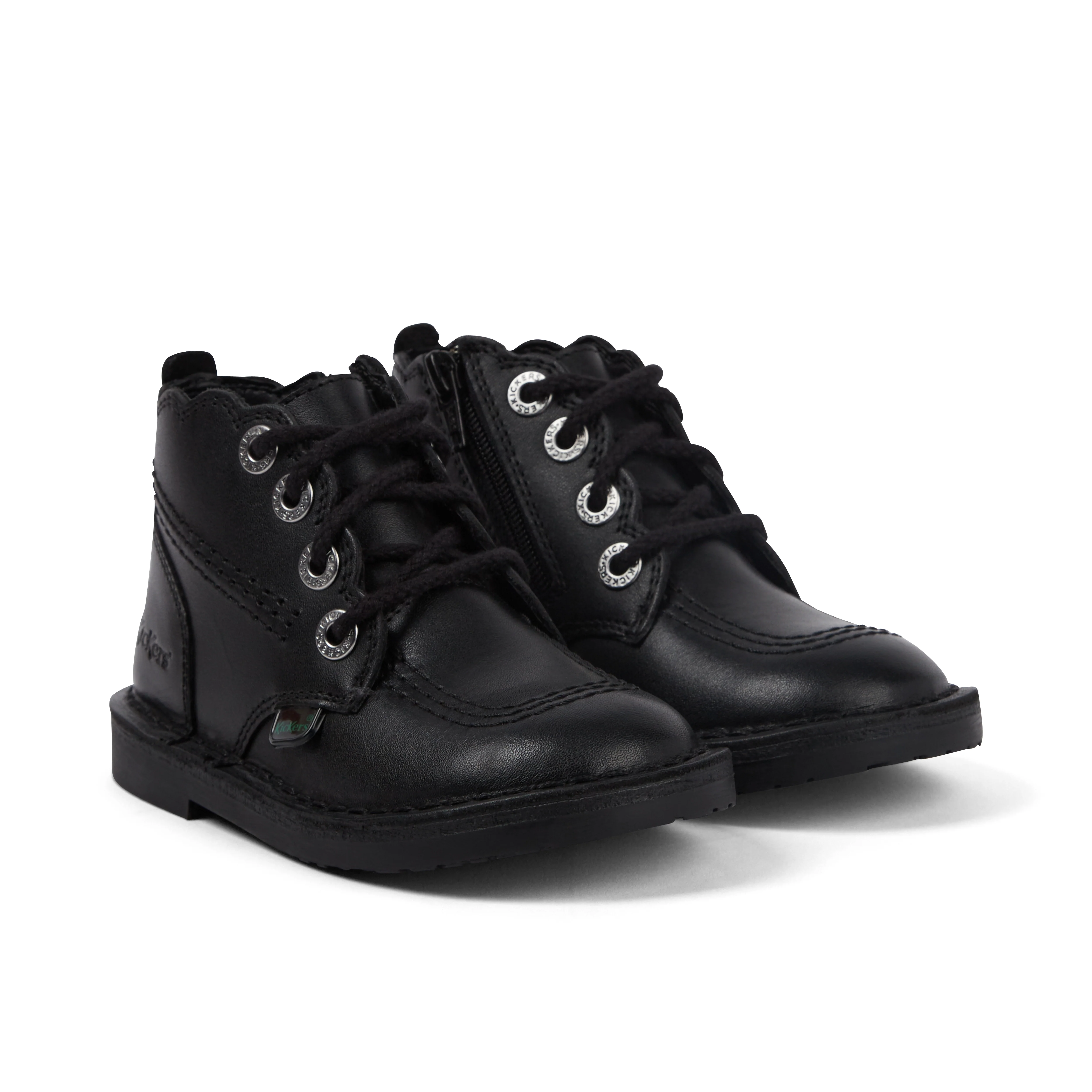 Infant Girls Adlar Hi Scallop Leather Boots Black - Image 3