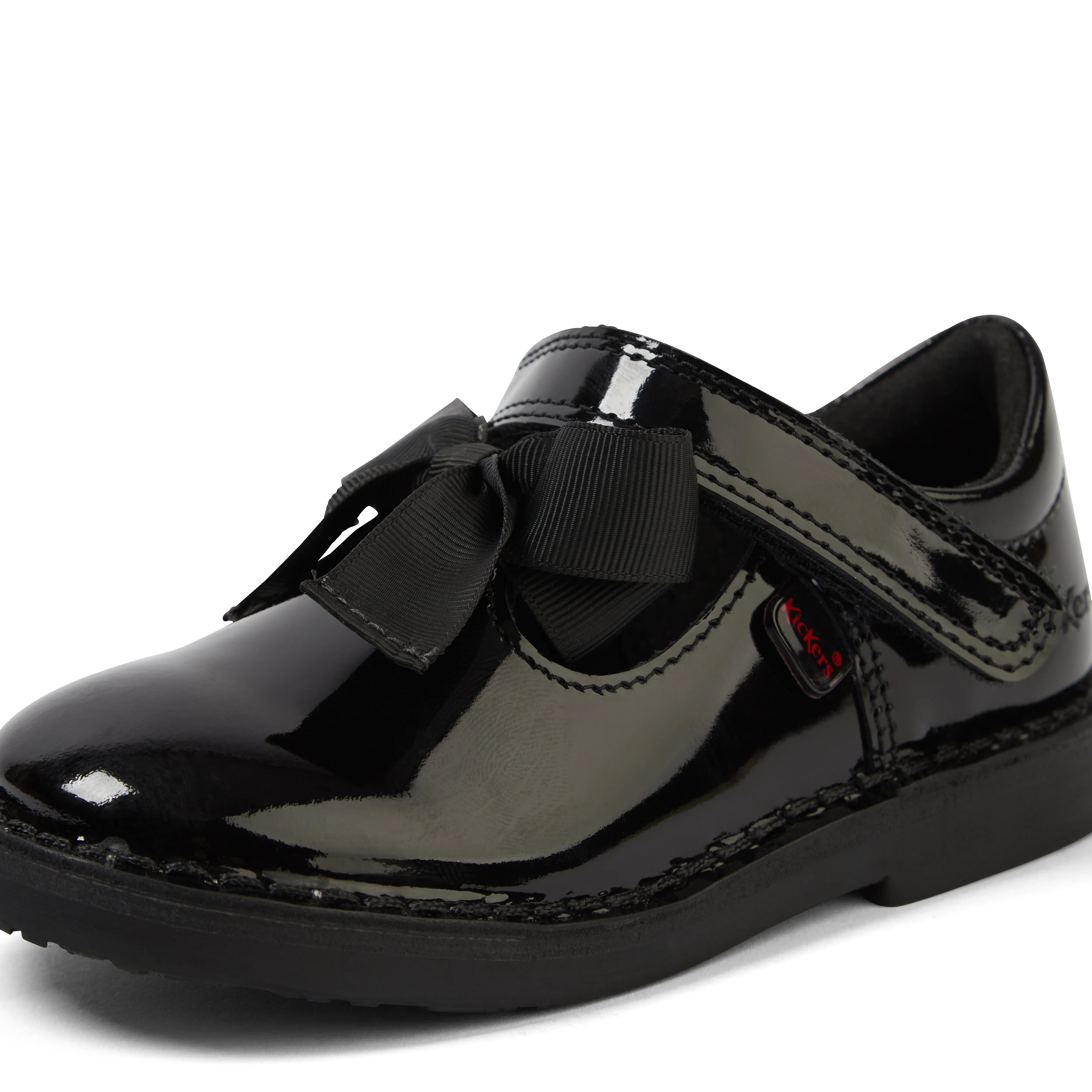 Infant Girls Adlar T Bar Bow Patent Leather Black - Image 6