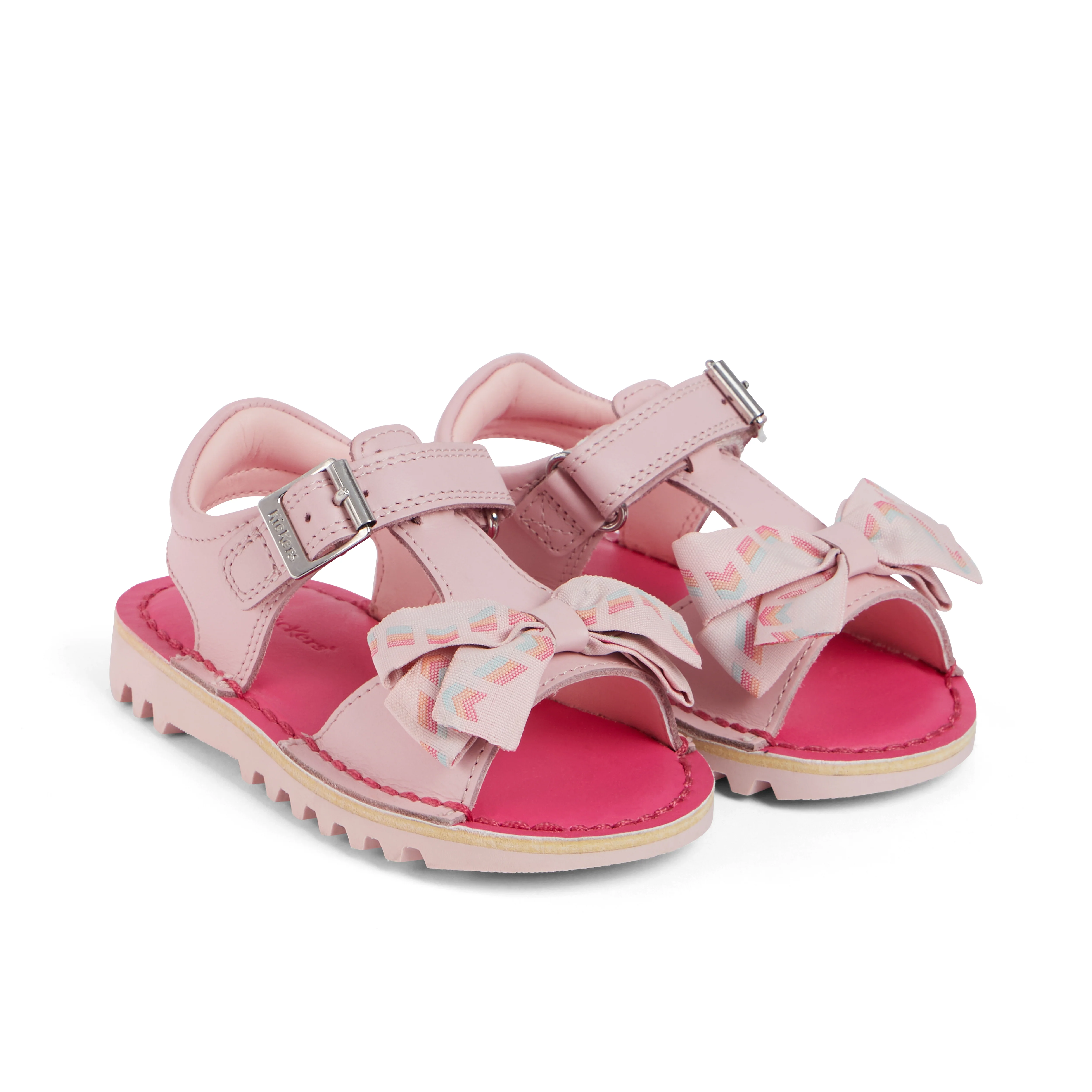 Infant Girls Kick Bow Sandals Leather Pink - Image 3