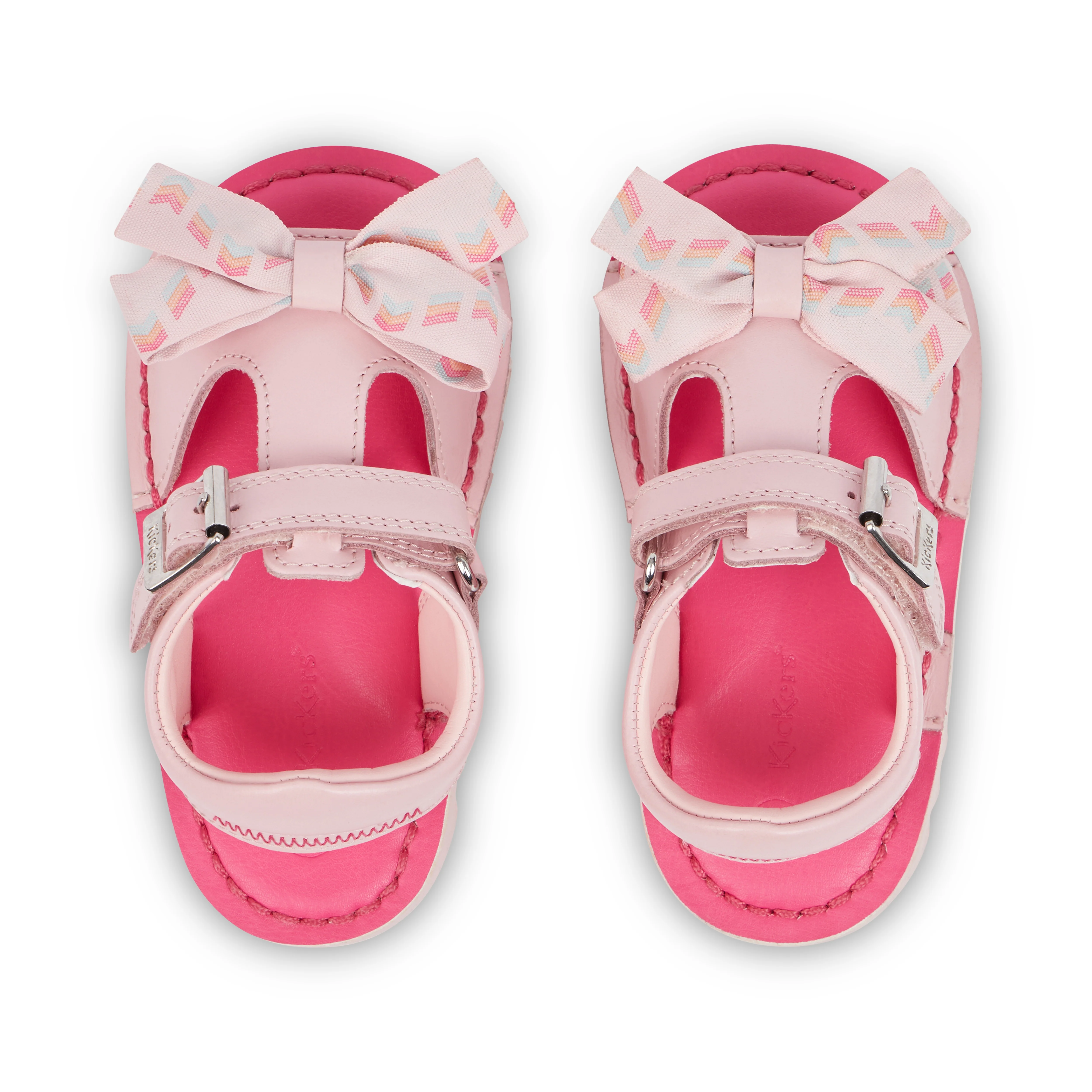 Infant Girls Kick Bow Sandals Leather Pink - Image 4