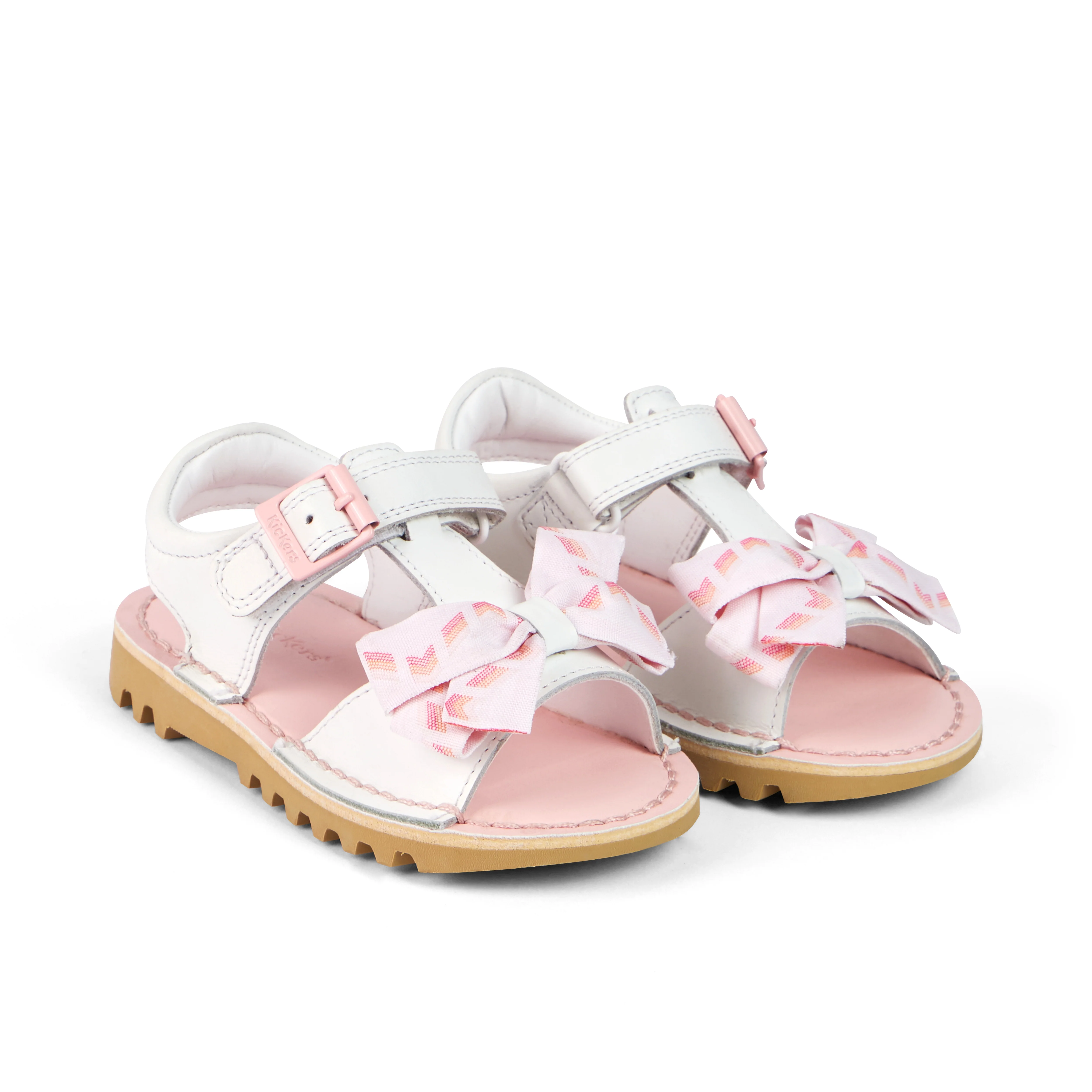 Infant Girls Kick Bow Sandals Leather White - Image 3