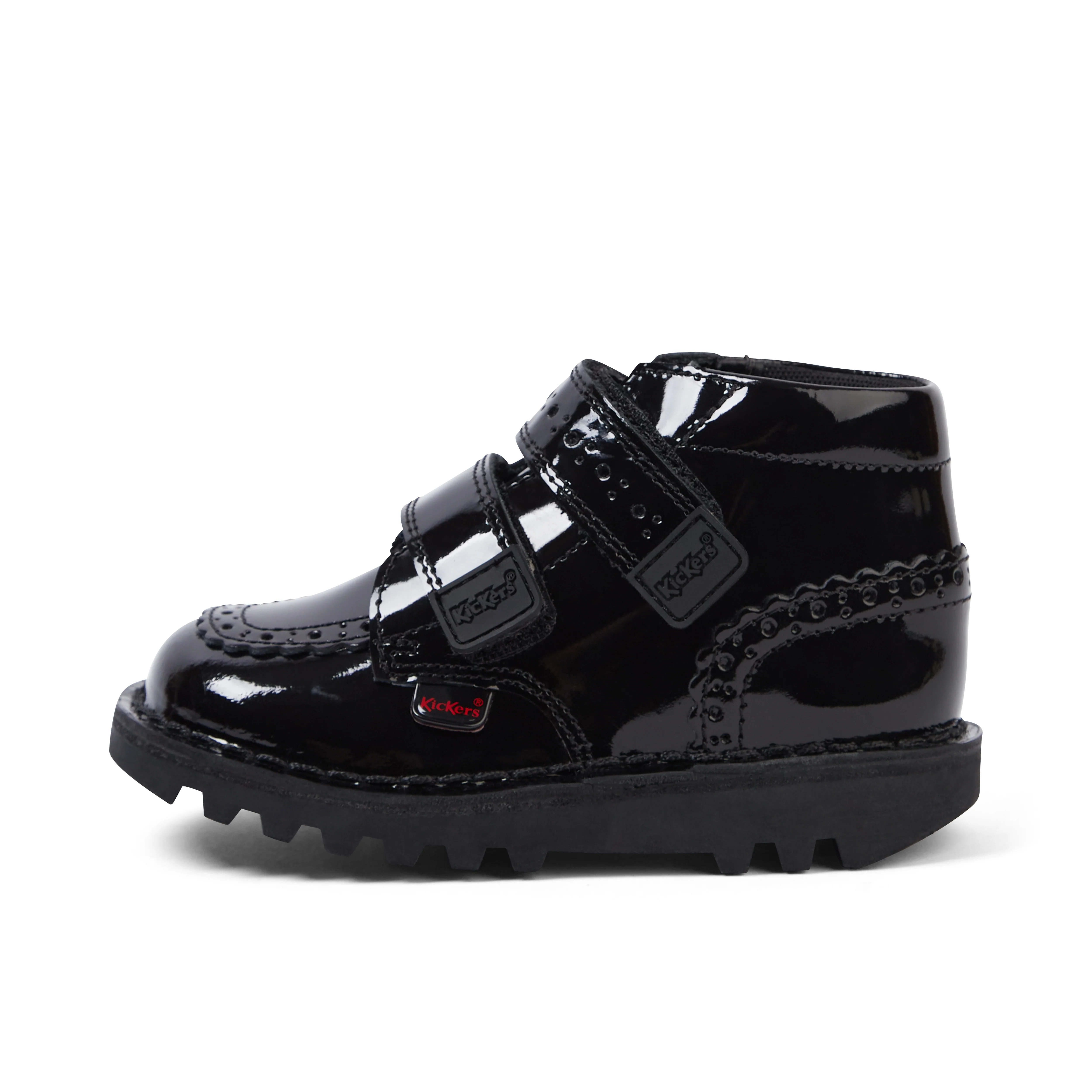 Infant Girls Kick Hi Vel Brogue Patent Leather Black