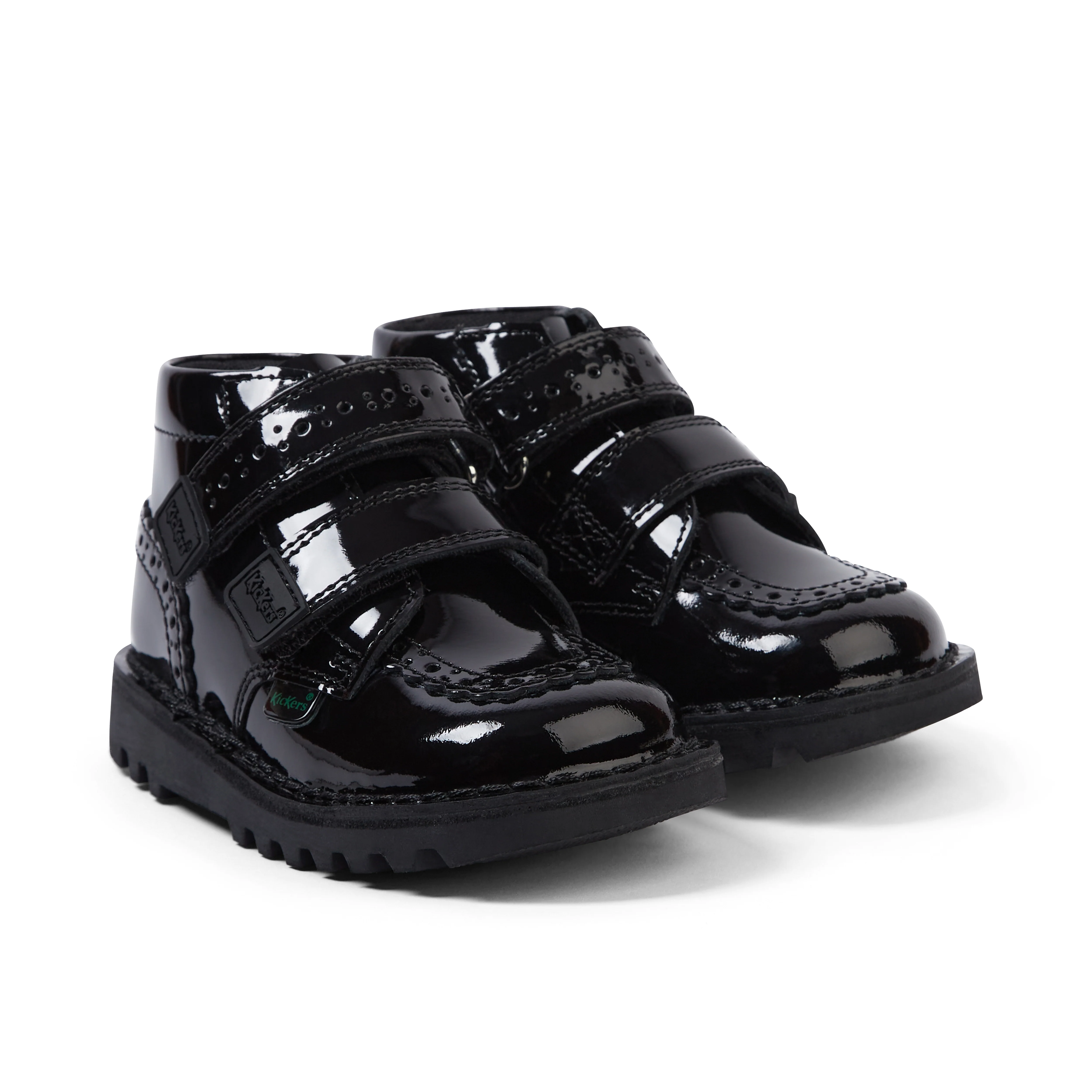 Infant Girls Kick Hi Vel Brogue Patent Leather Black - Image 3