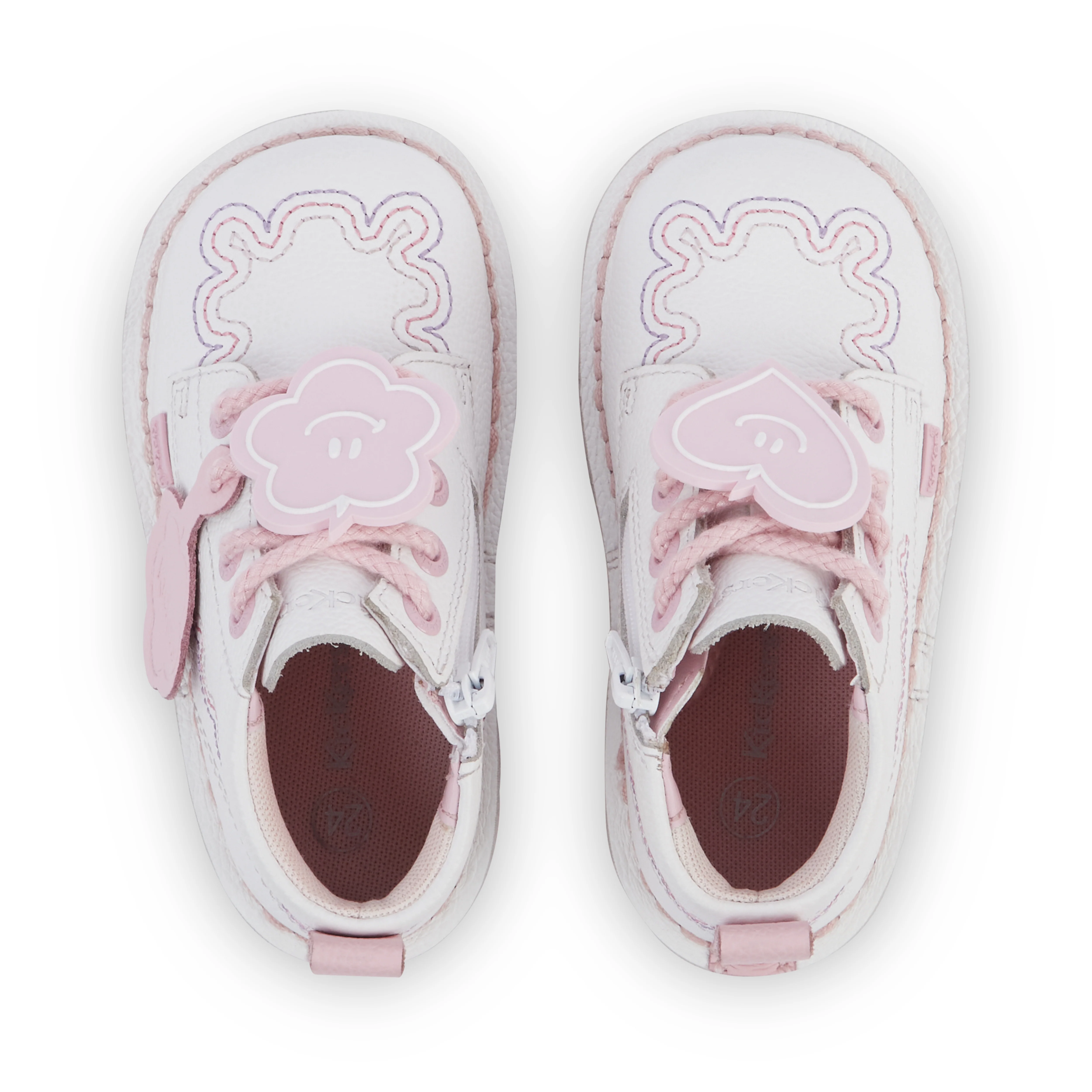 Infant Girl's Kick Hi Wave Leather White - Image 4
