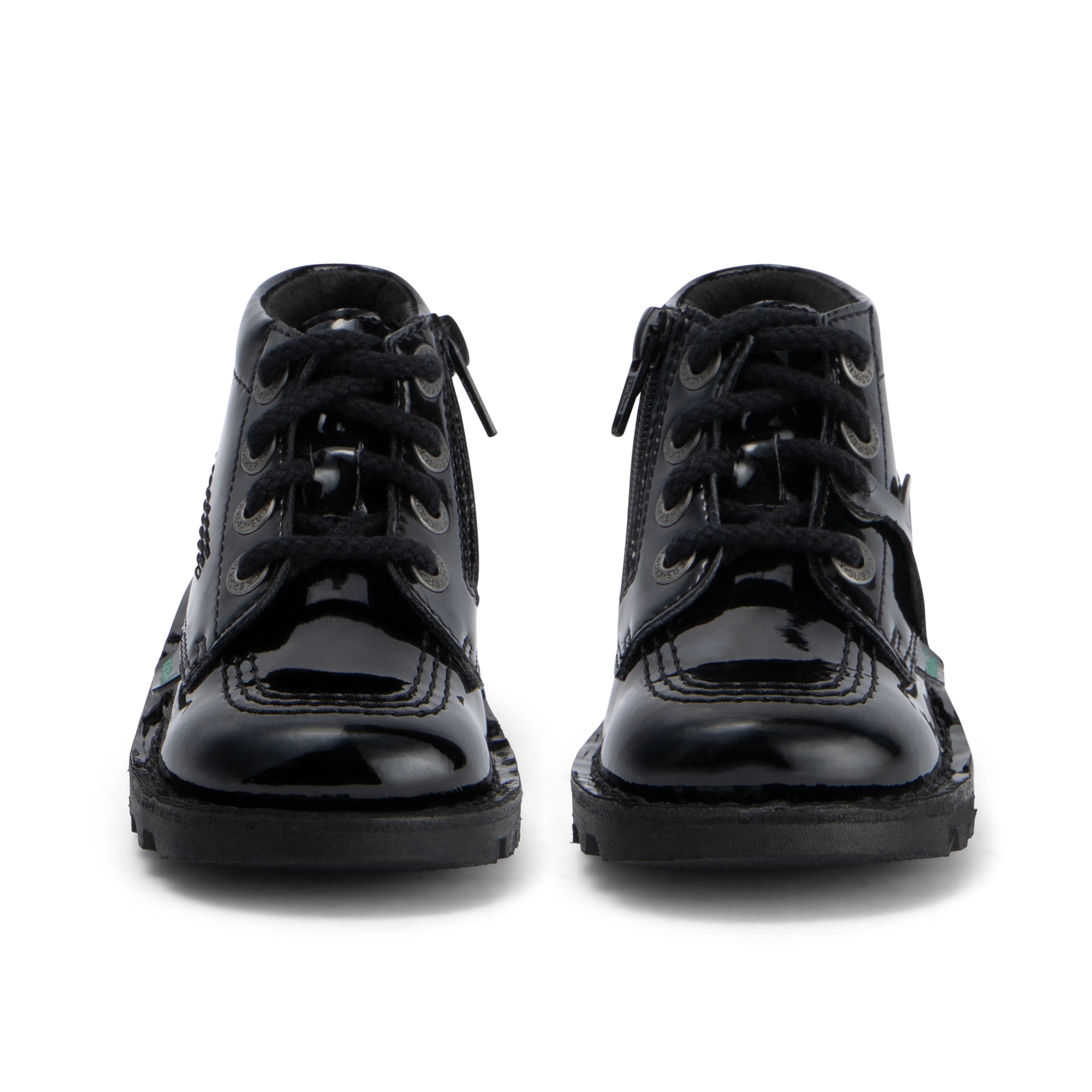 Infant Girls Kick Hi Zip Leather Alternative Patent Leather Black - Image 2
