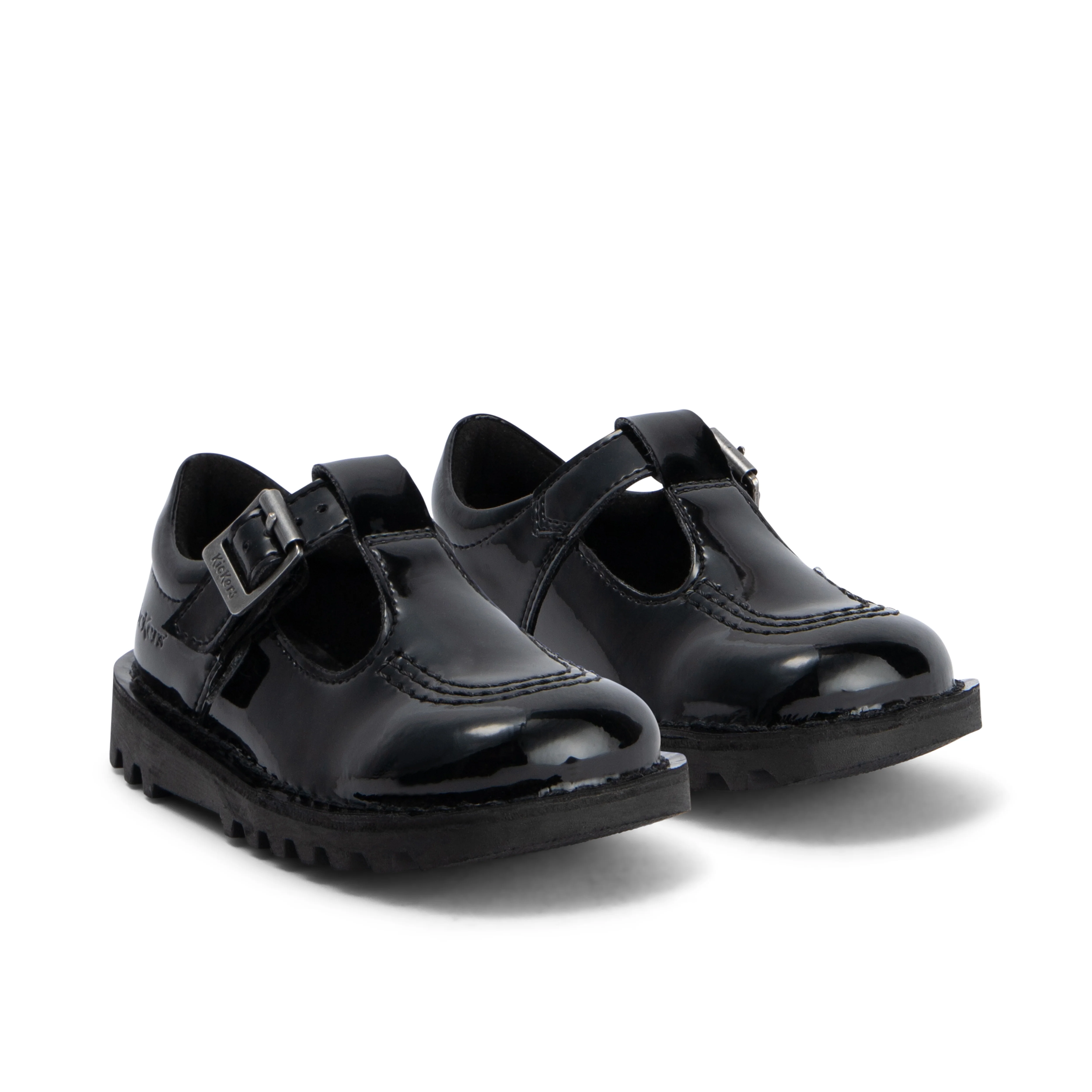 Infant Girls Kick T Bar Leather Alternative Patent Leather Black - Image 3