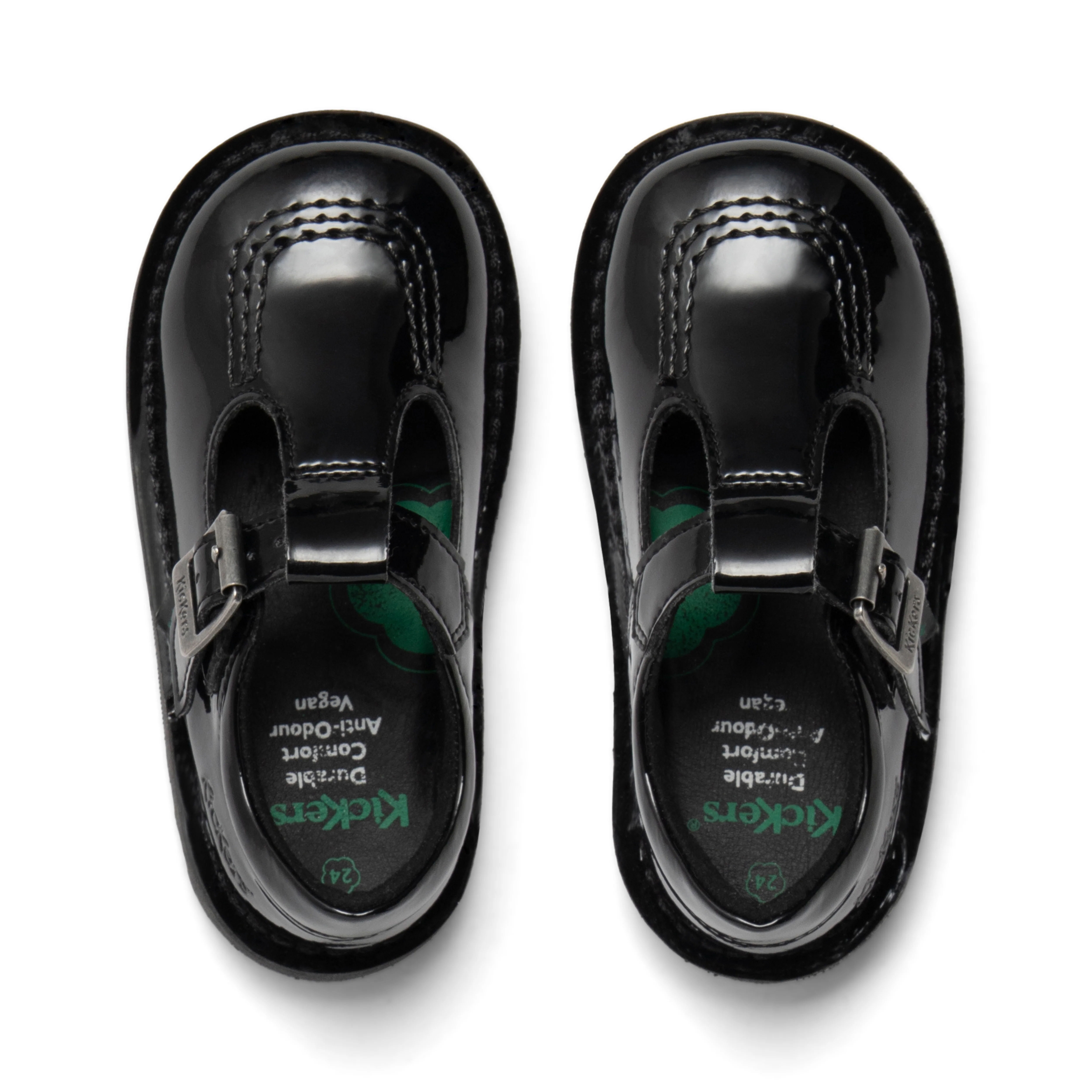 Infant Girls Kick T Bar Leather Alternative Patent Leather Black - Image 4