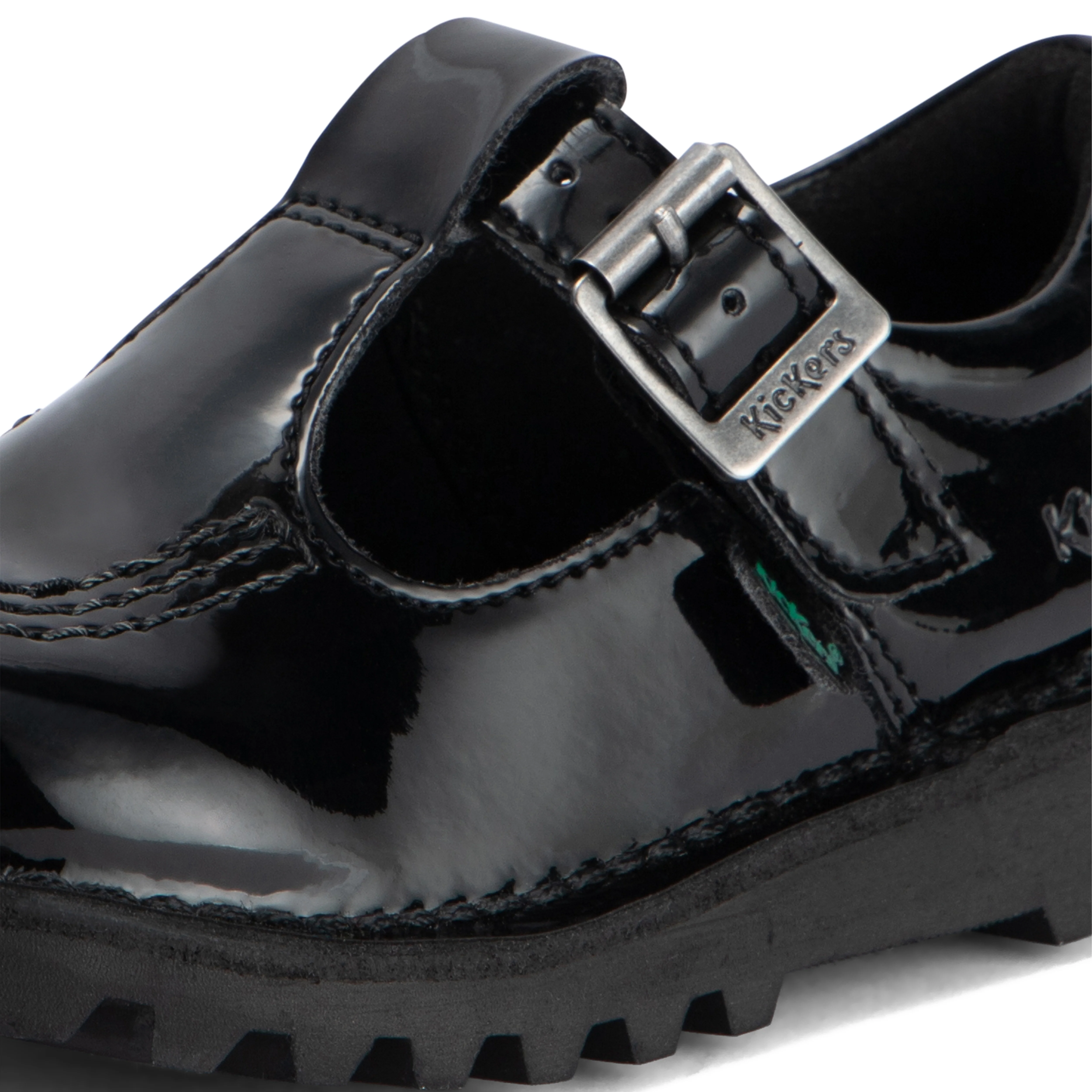 Infant Girls Kick T Bar Leather Alternative Patent Leather Black - Image 6