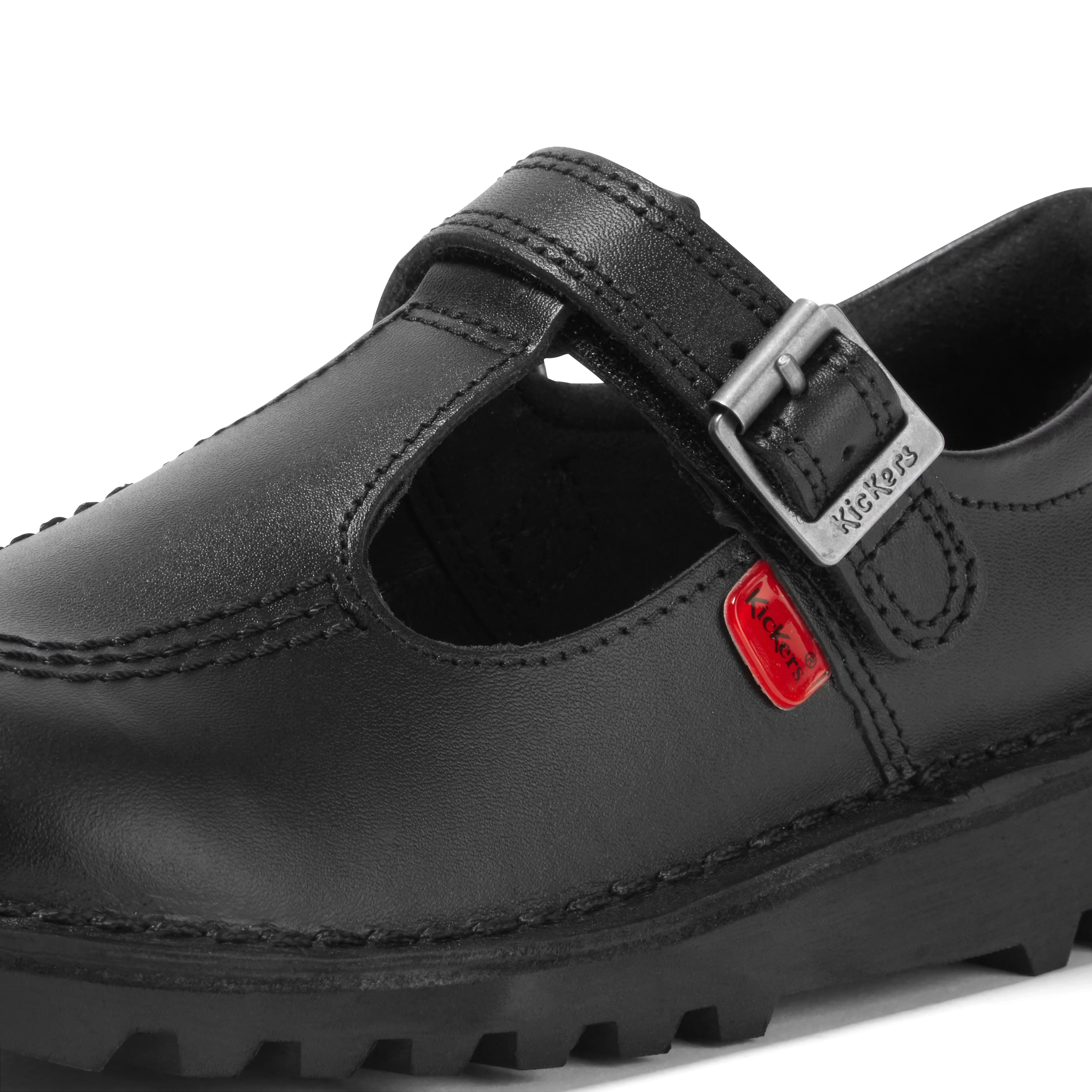 Infant Girls Kick T Bar Vel Leather Black - Image 6