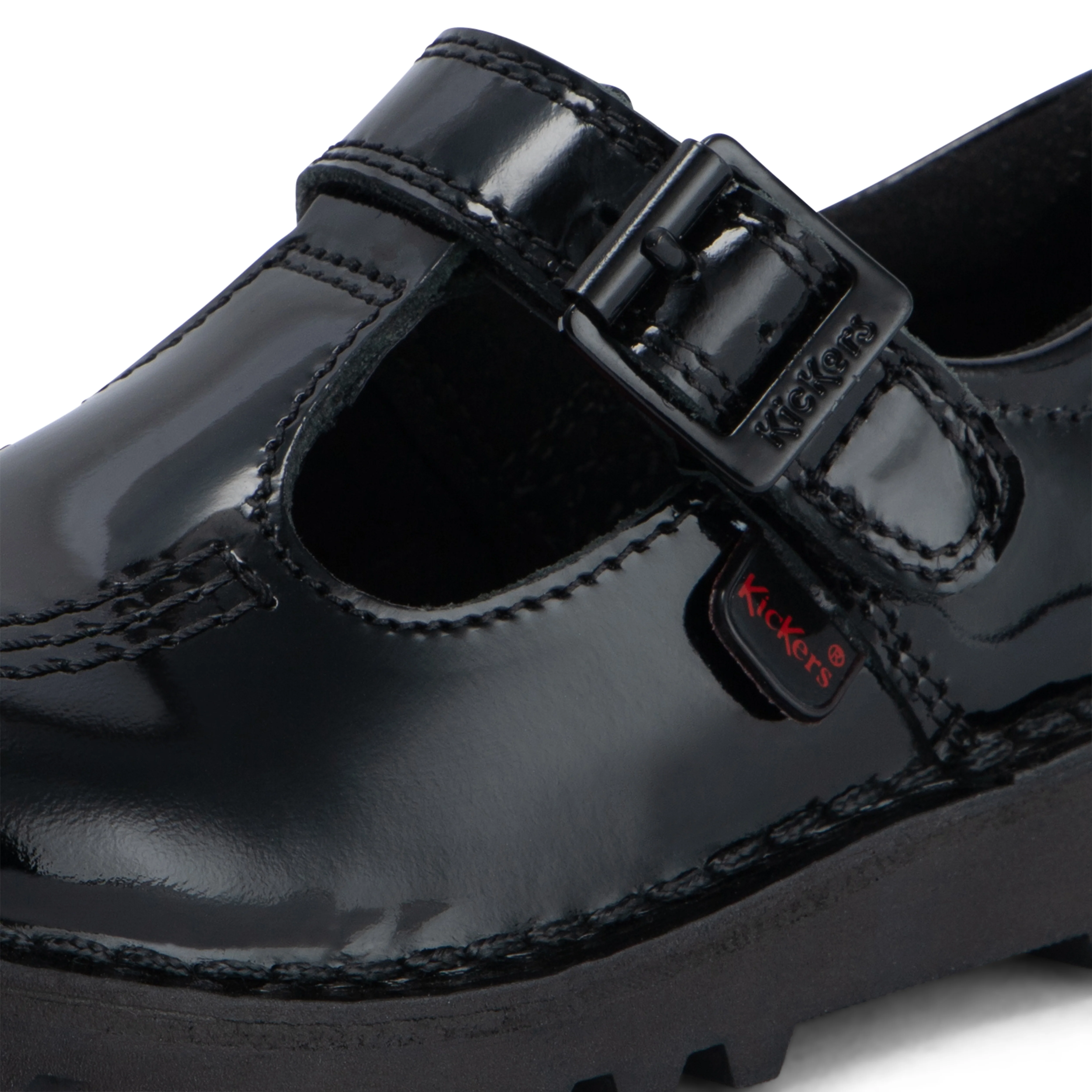 Infant Girls Kick T Bar Vel Patent Leather Black - Image 6