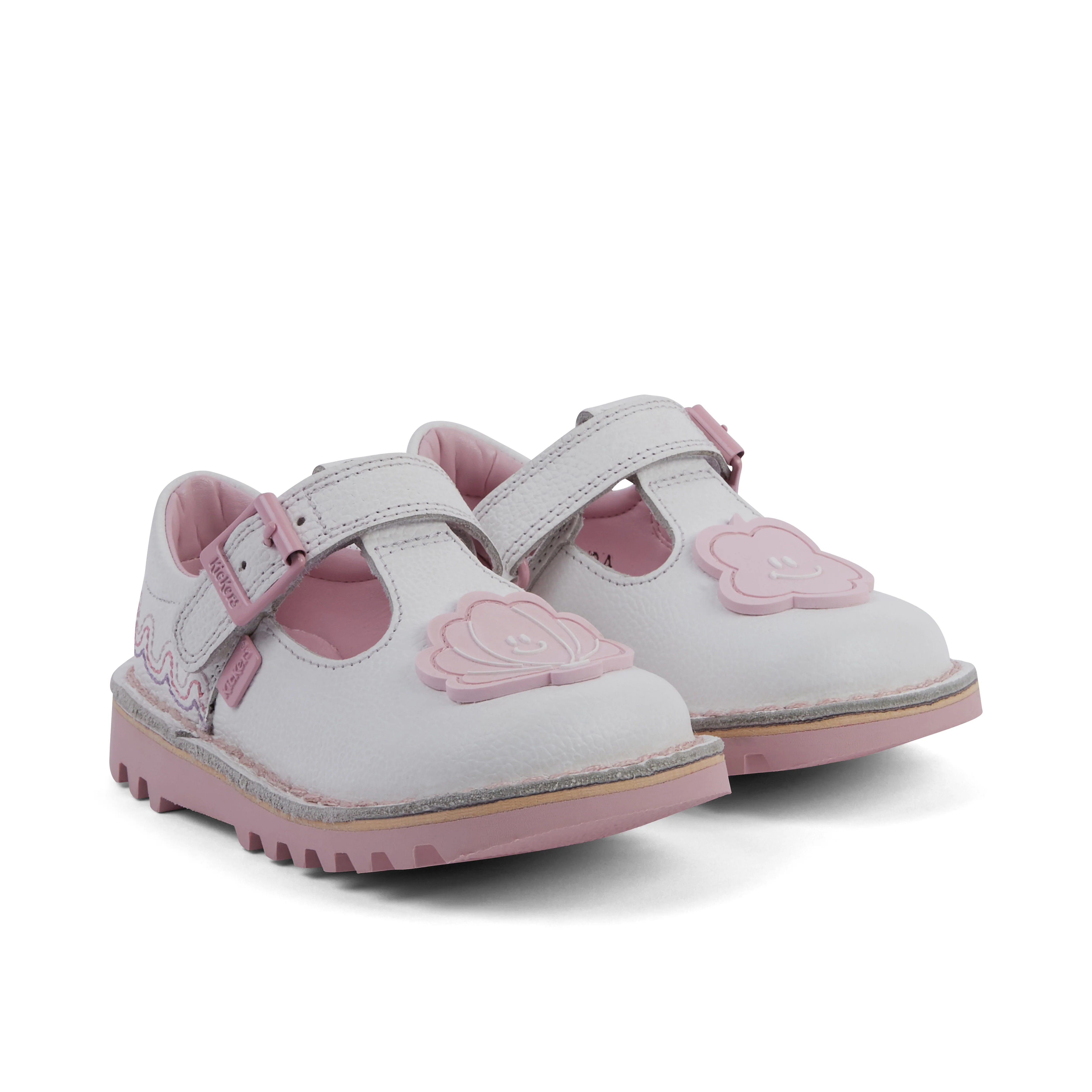 Infant Girl's T-Bar Wave Leather White - Image 3