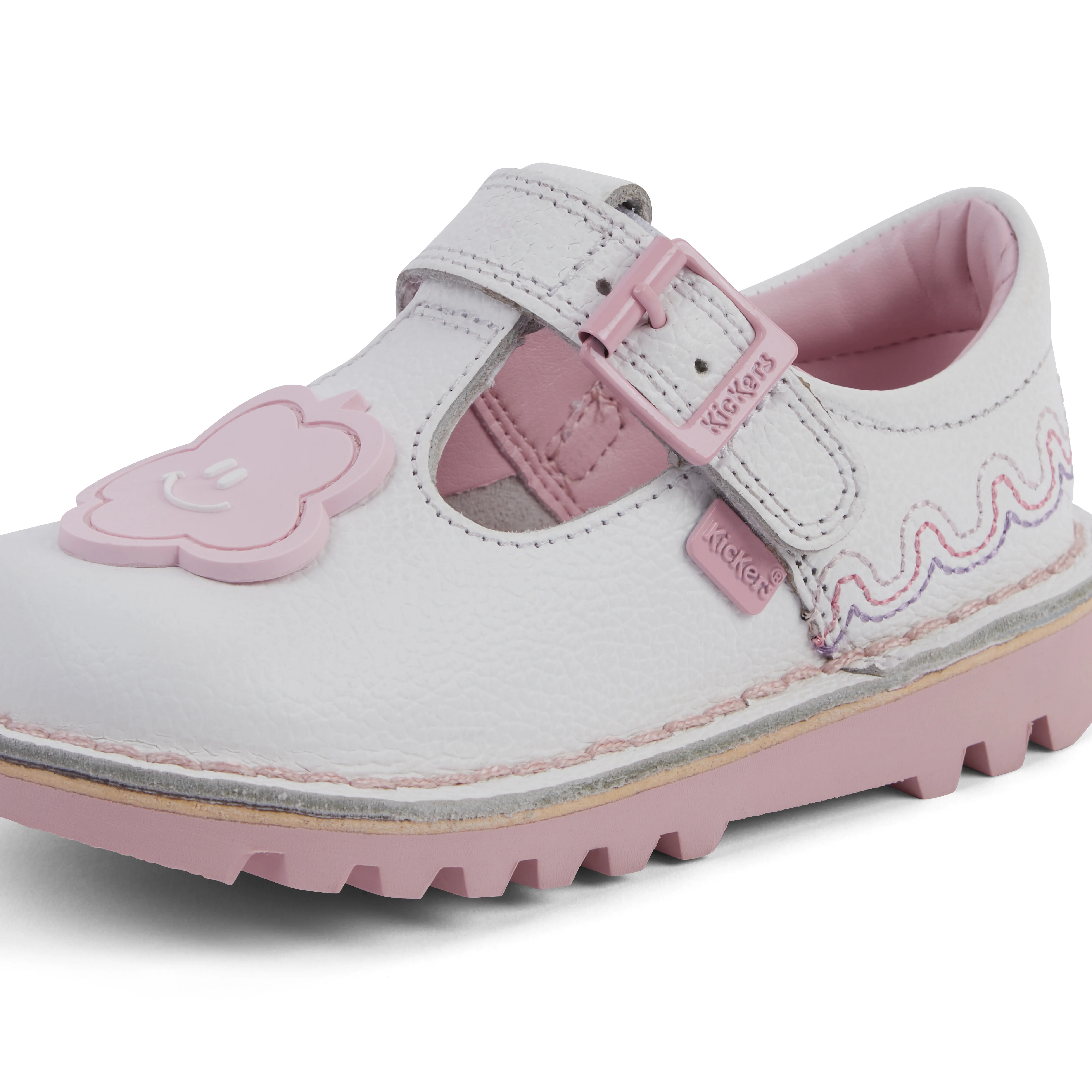 Infant Girl's T-Bar Wave Leather White - Image 6