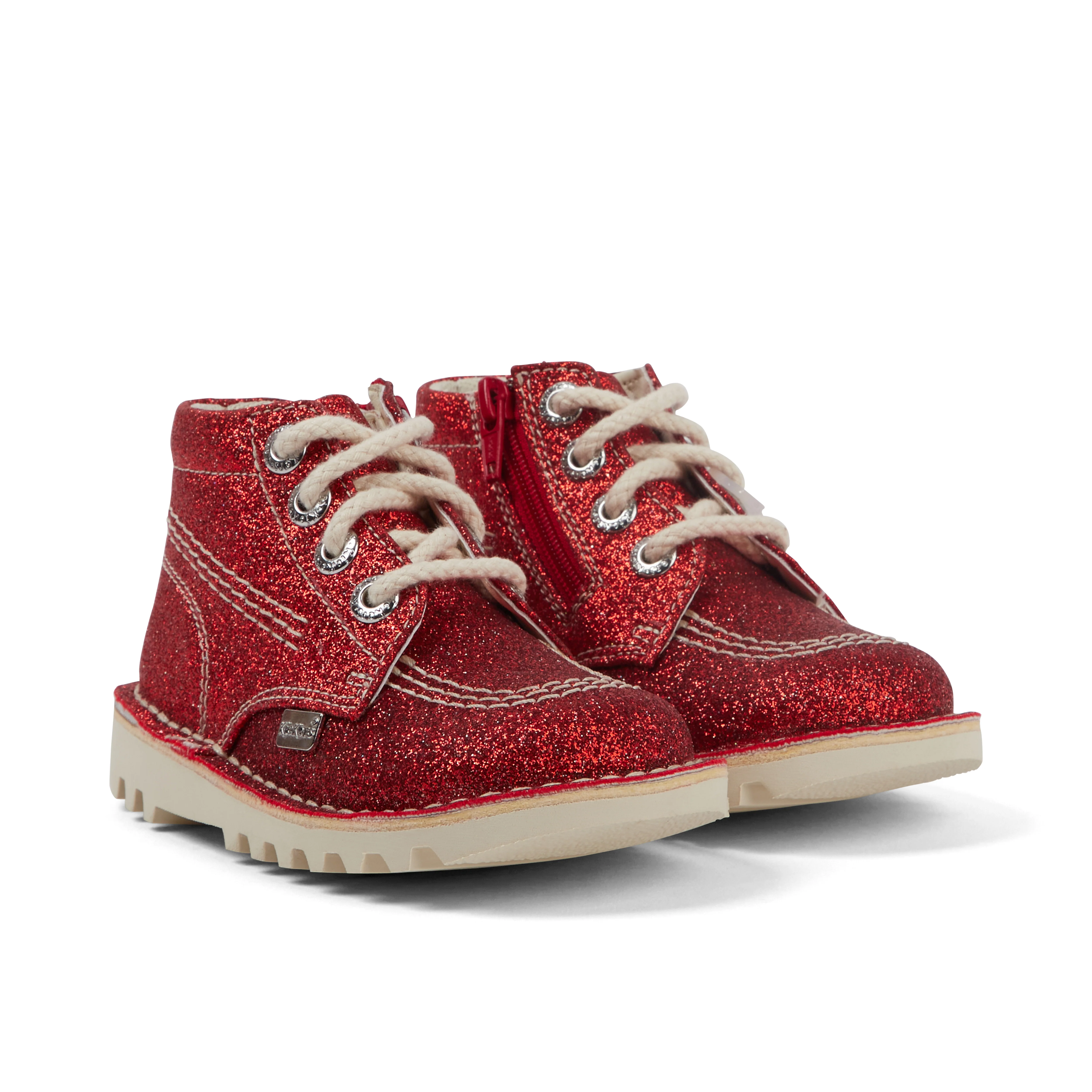 Infant Unisex Kick Hi Glitter Boots Red - Image 2