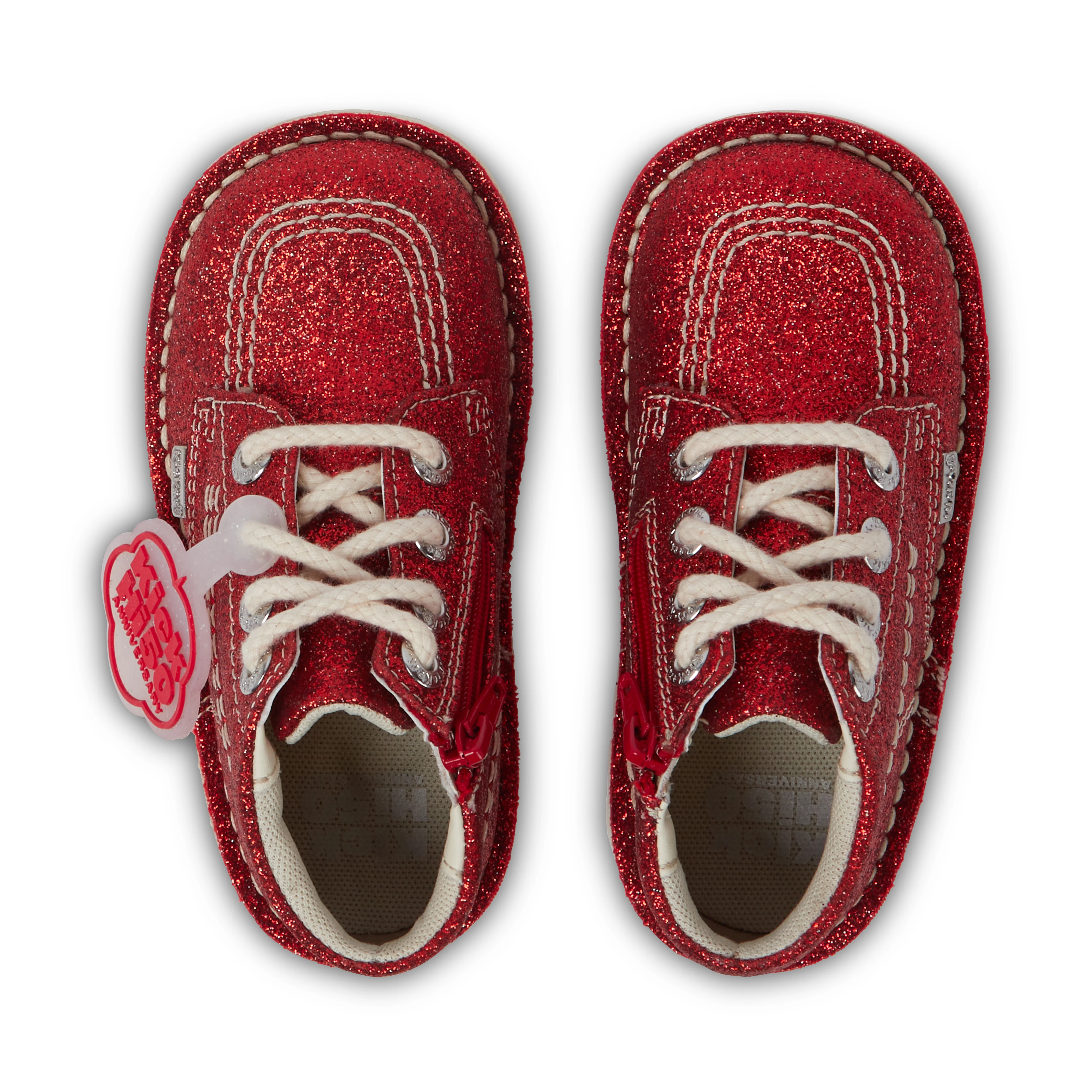 Infant Unisex Kick Hi Glitter Boots Red - Image 3