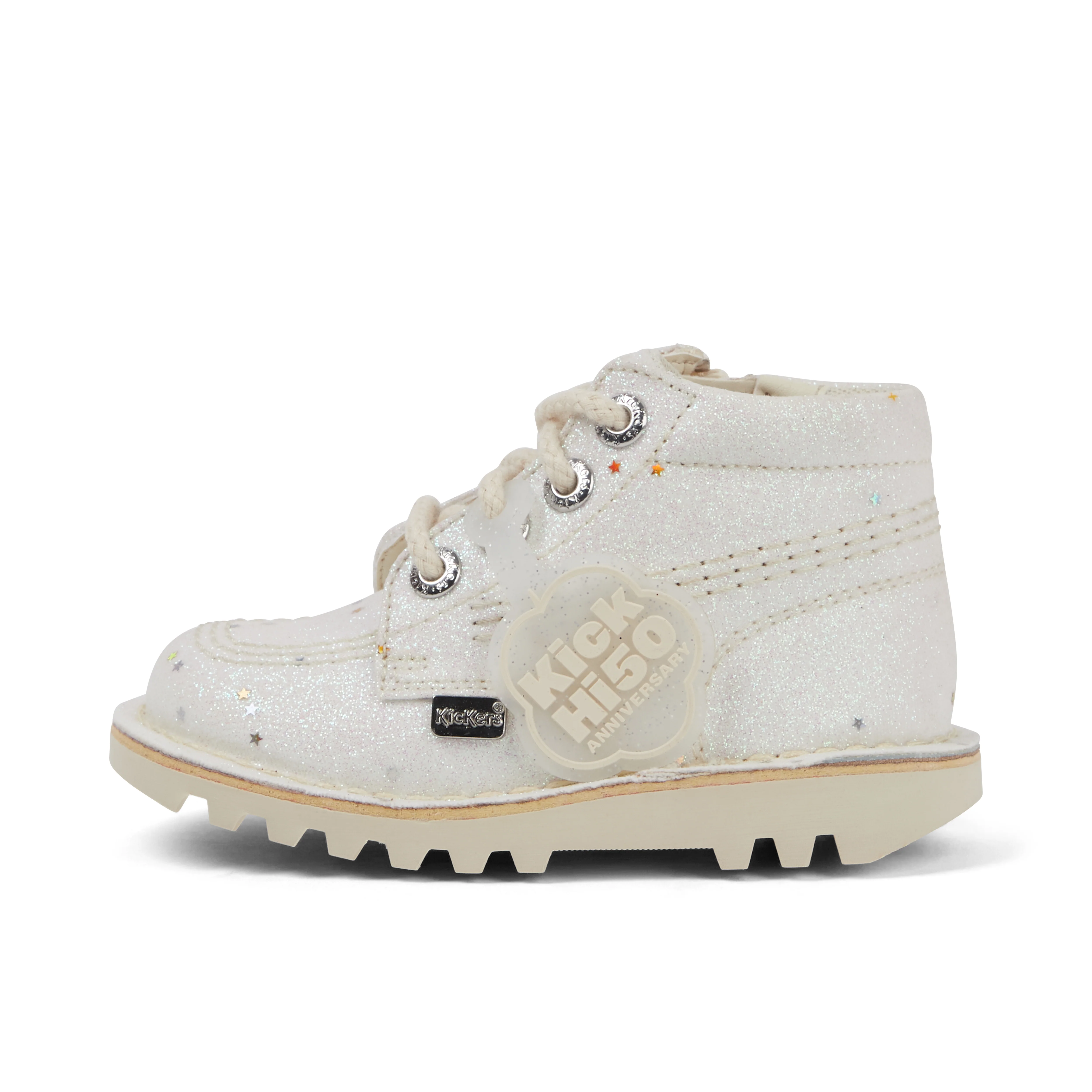 Infant Unisex Kick Hi Glitter Boots White
