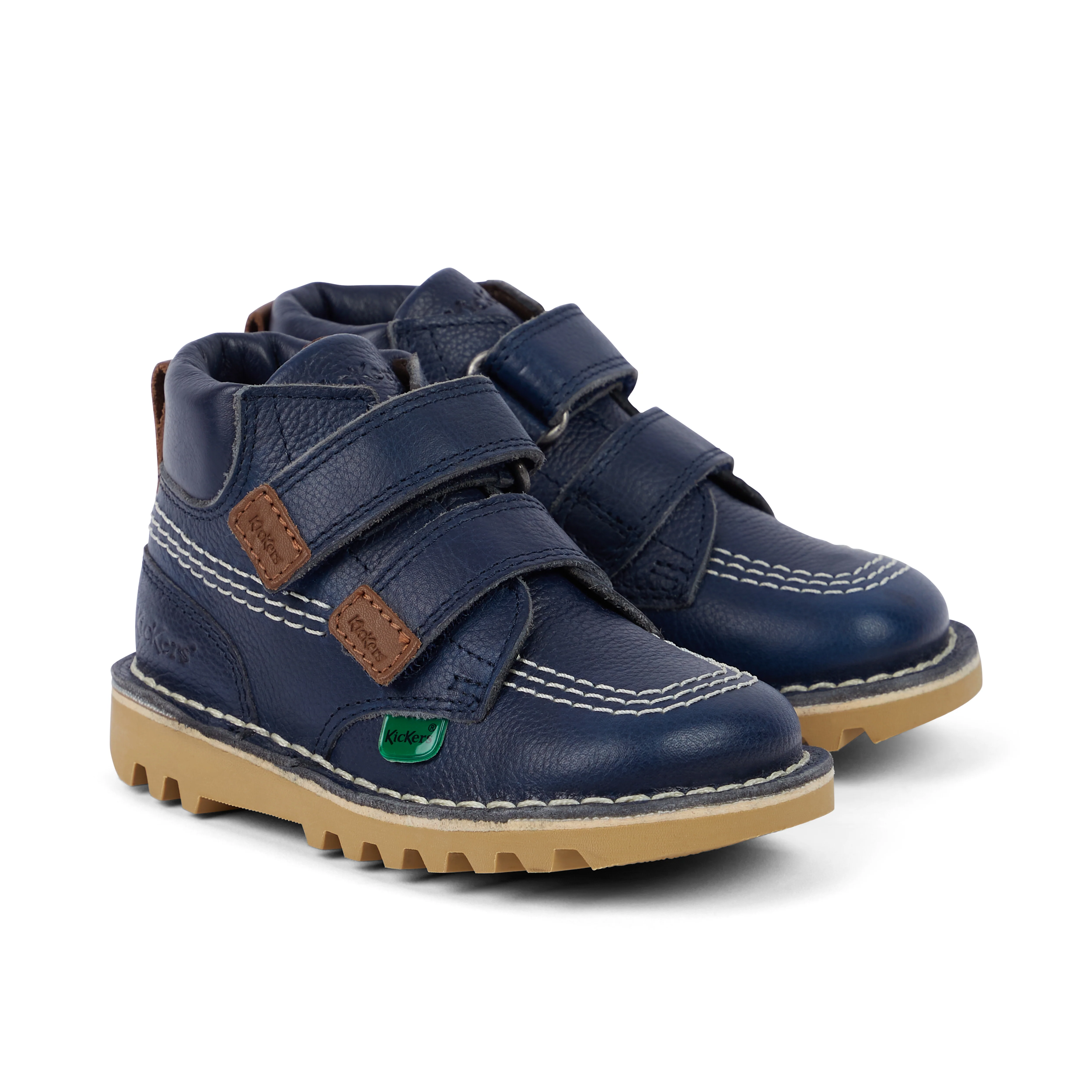 Infant Unisex Kick Hi Roll Leather Navy - Image 3
