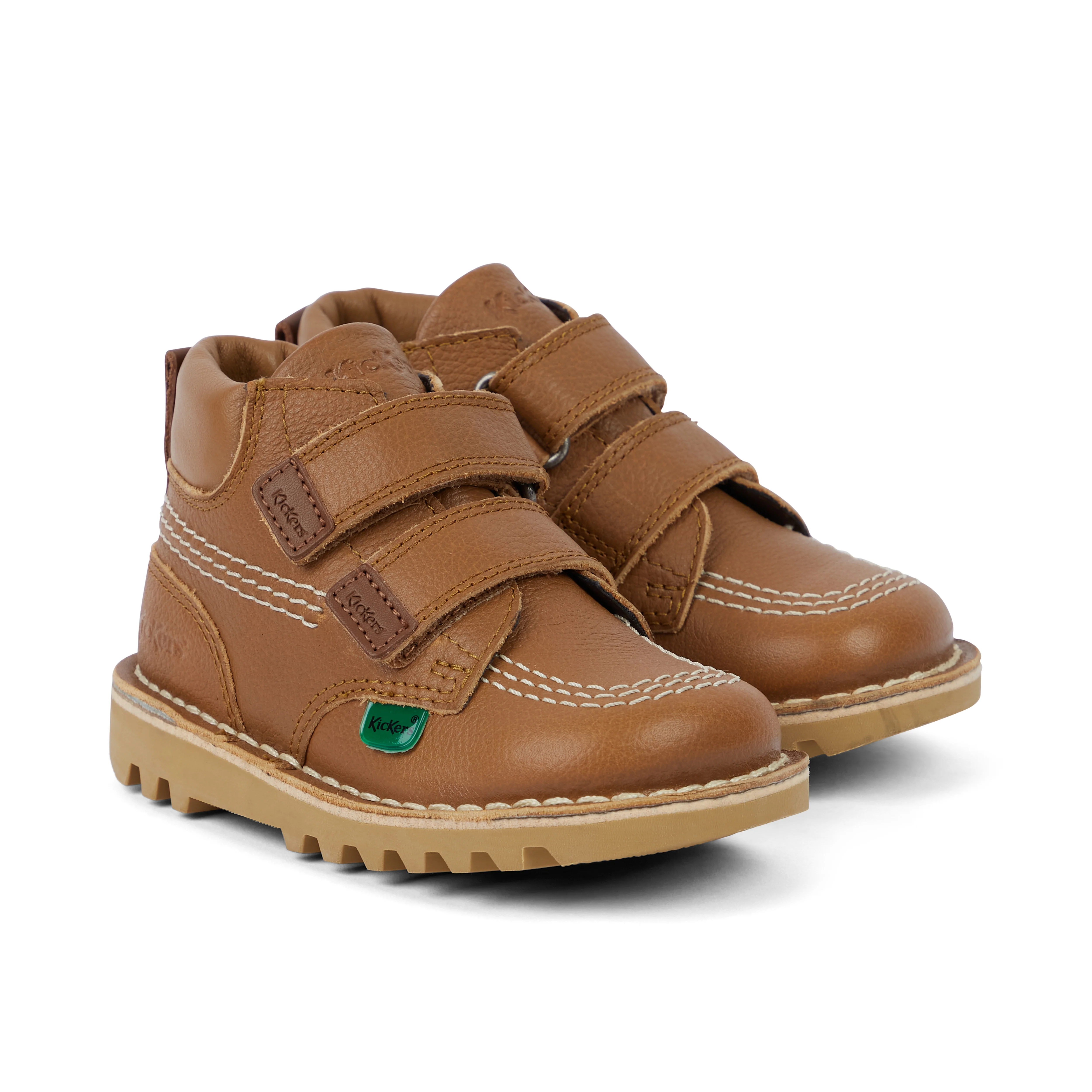 Infant Unisex Kick Hi Roll Leather Tan - Image 3