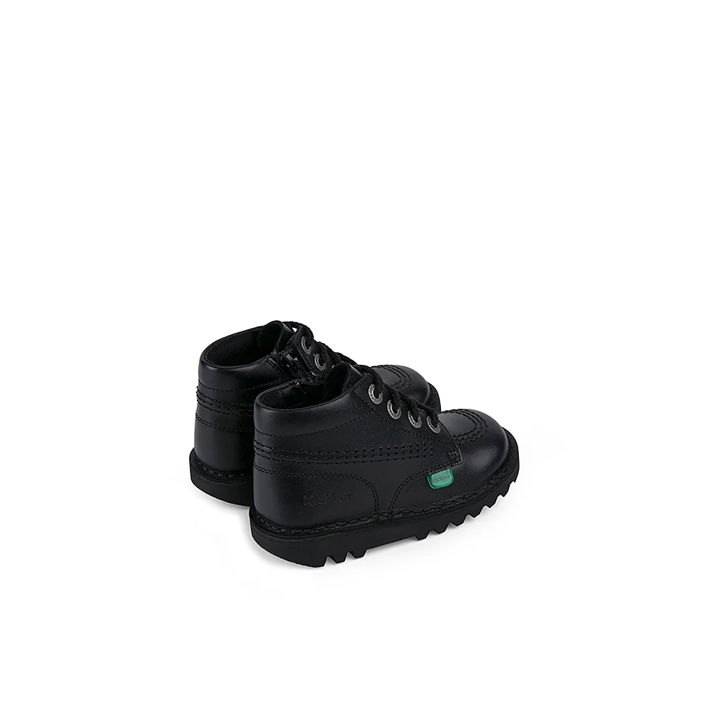 Infant Unisex Kick Hi Zip Leather Black - Image 3