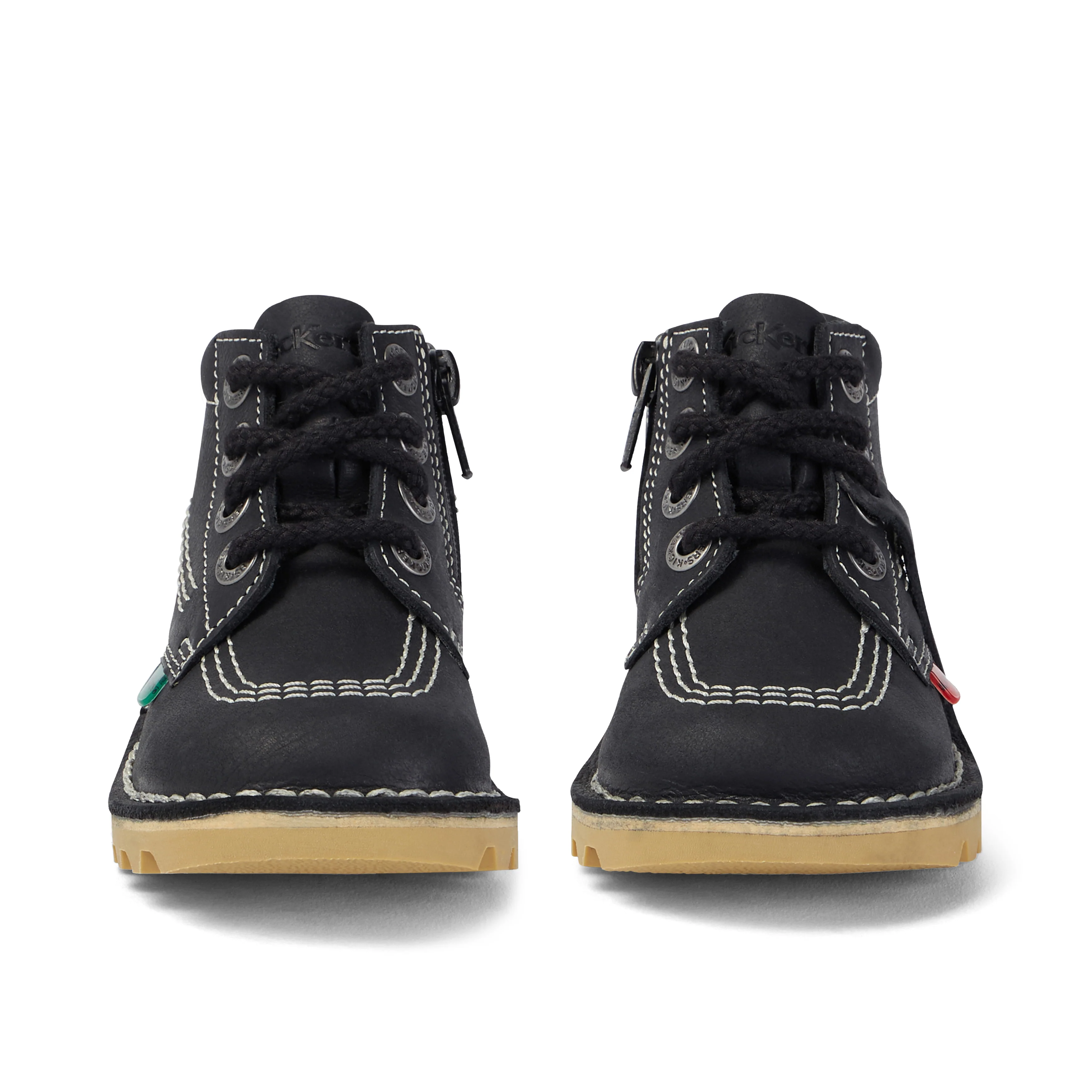 Infant Unisex Kick Hi Zip Leather Black/White - Image 2