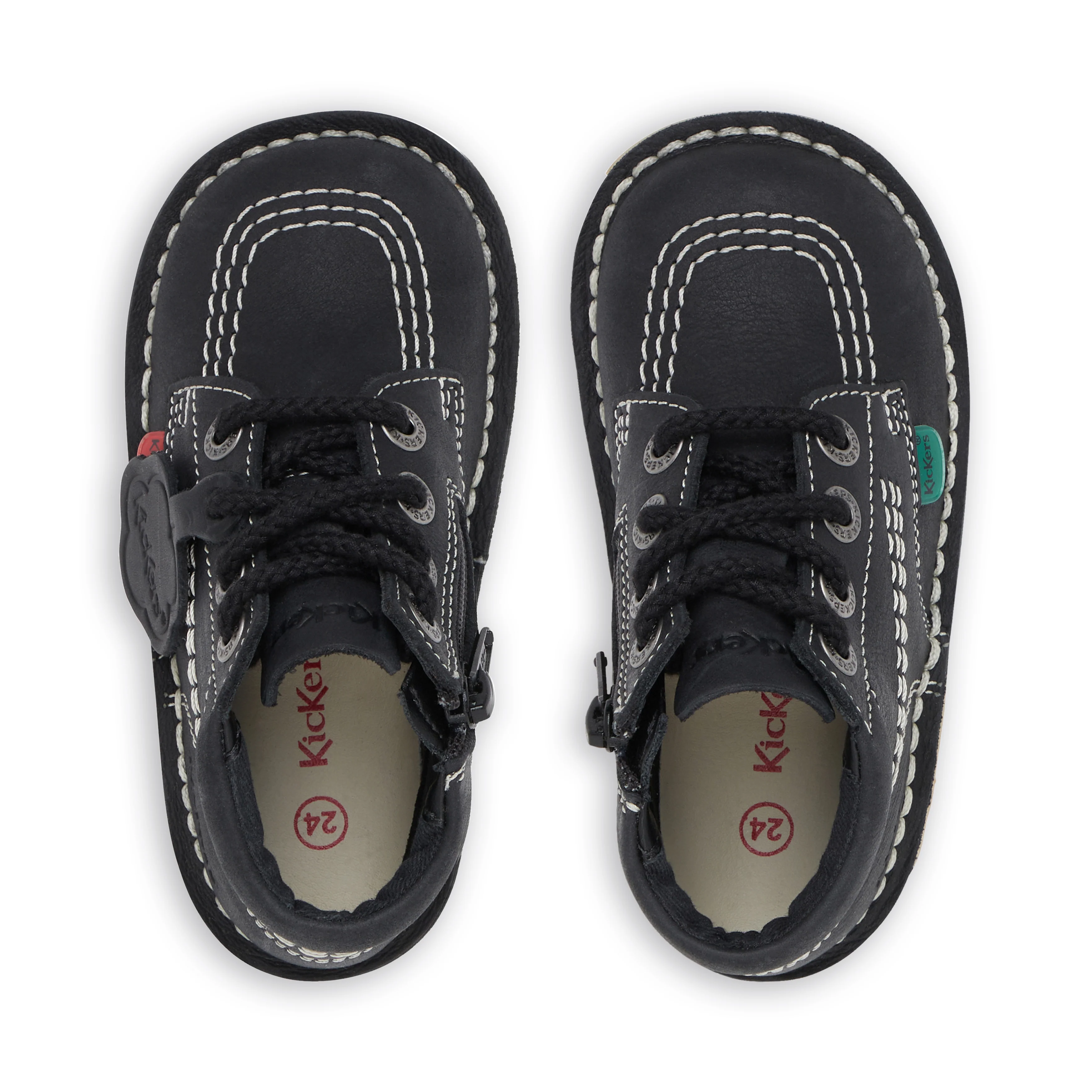 Infant Unisex Kick Hi Zip Leather Black/White - Image 3