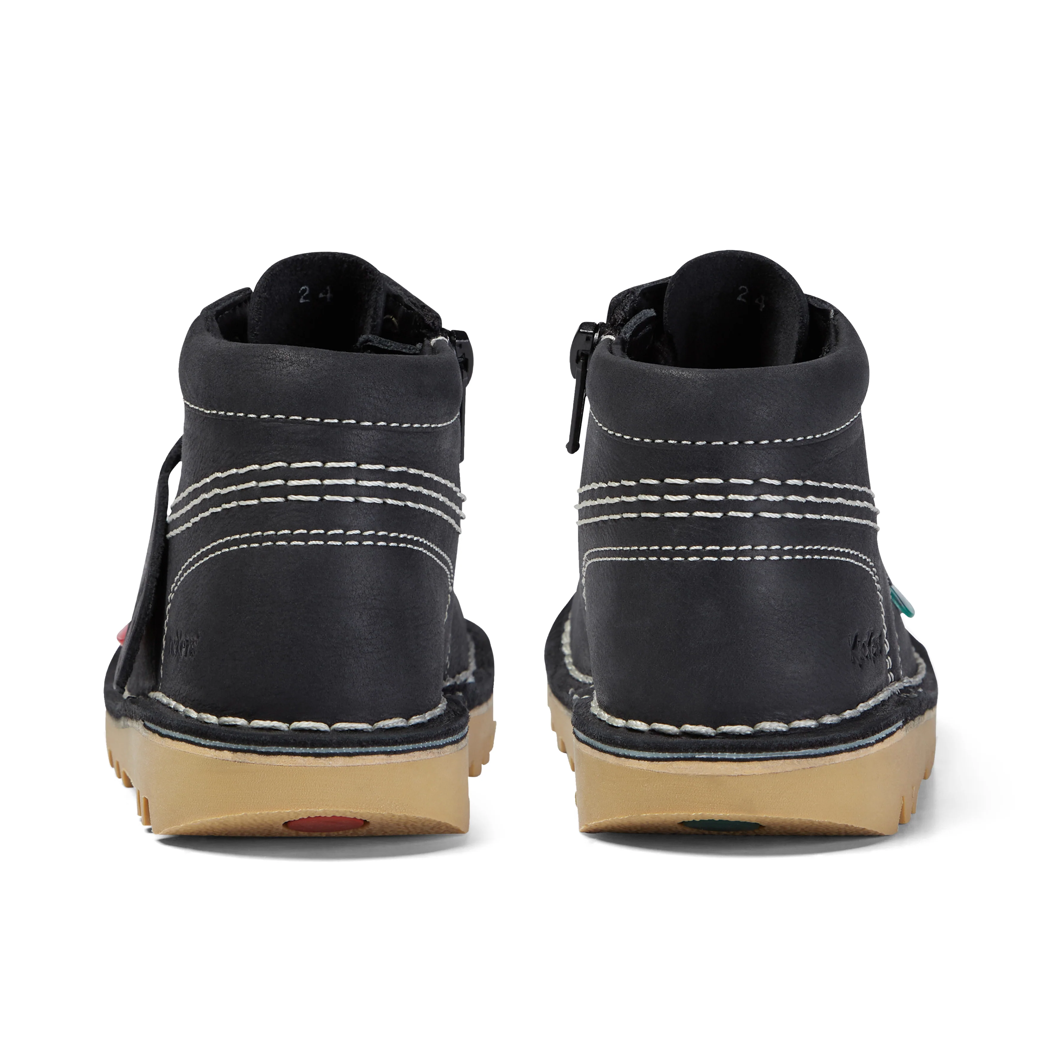 Infant Unisex Kick Hi Zip Leather Black/White - Image 5