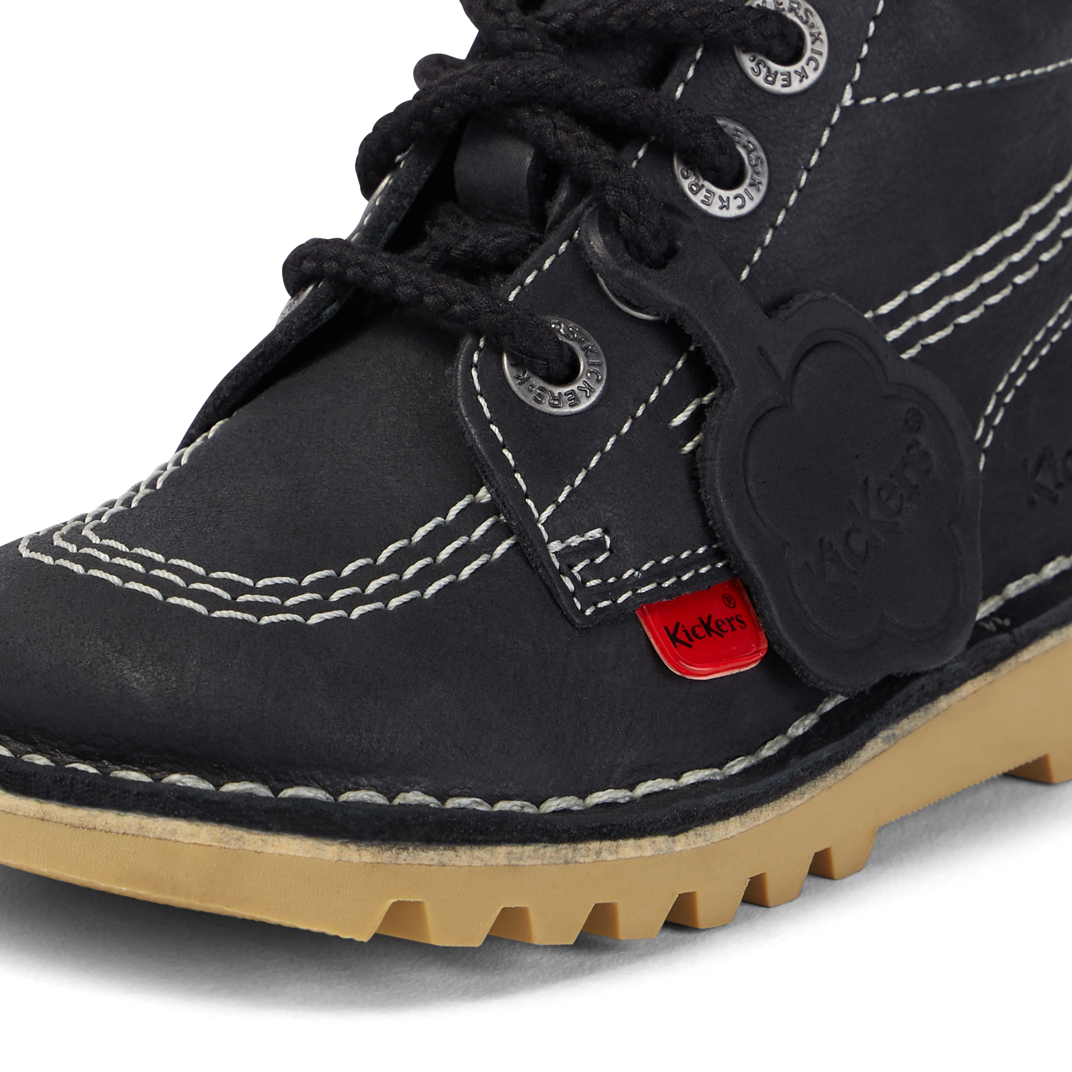 Infant Unisex Kick Hi Zip Leather Black/White - Image 6