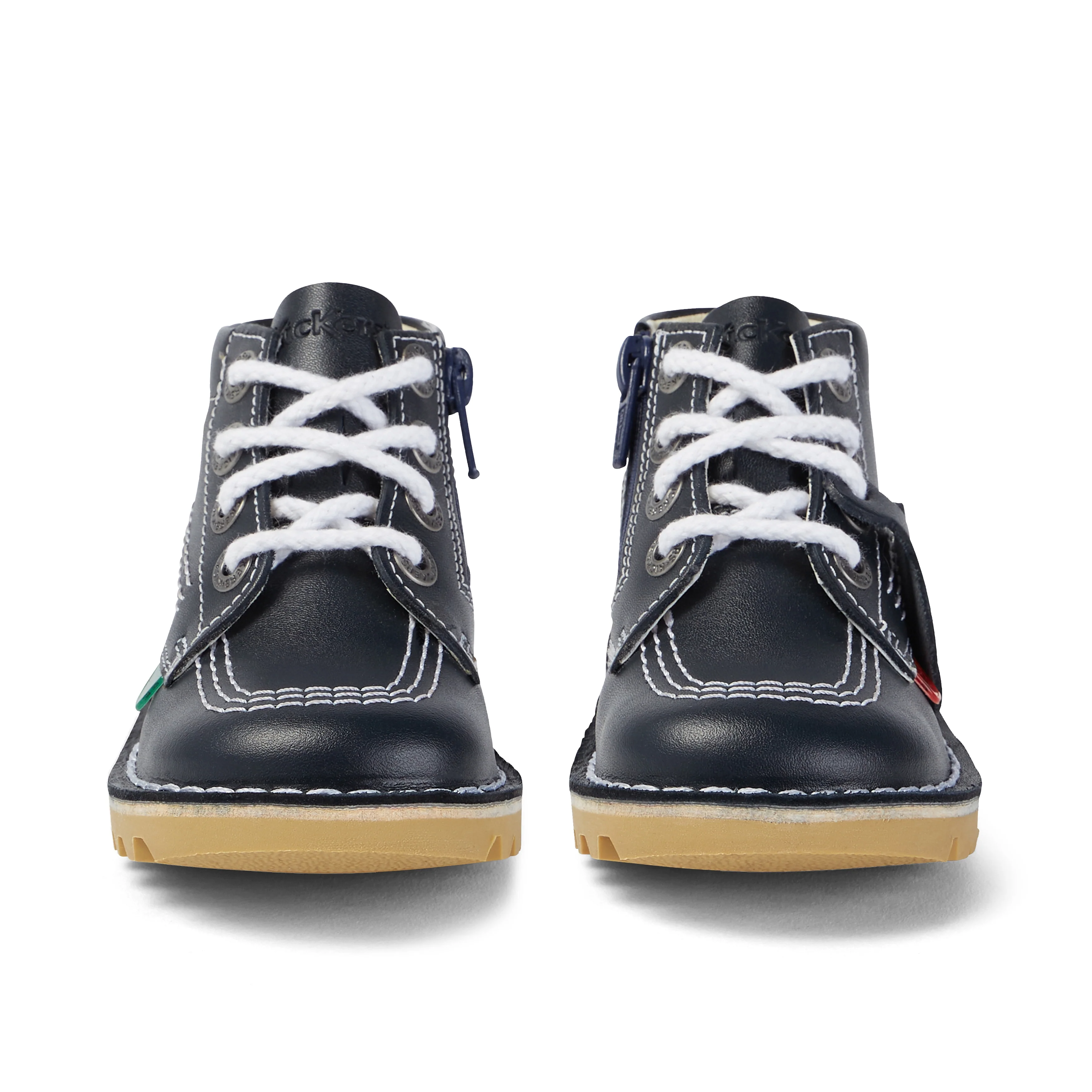 Infant Unisex Kick Hi Zip Leather Navy - Image 2
