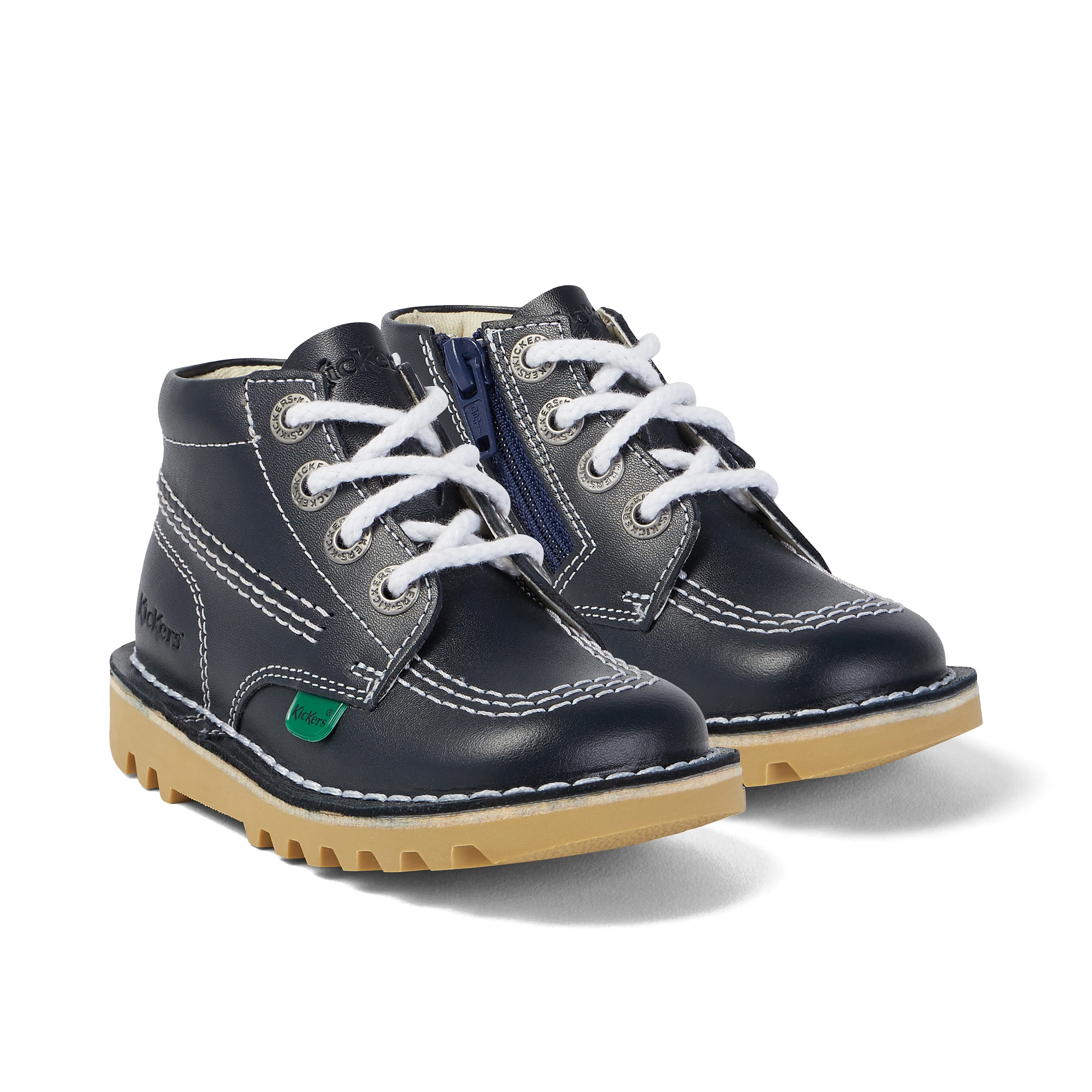 Infant Unisex Kick Hi Zip Leather Navy - Image 3