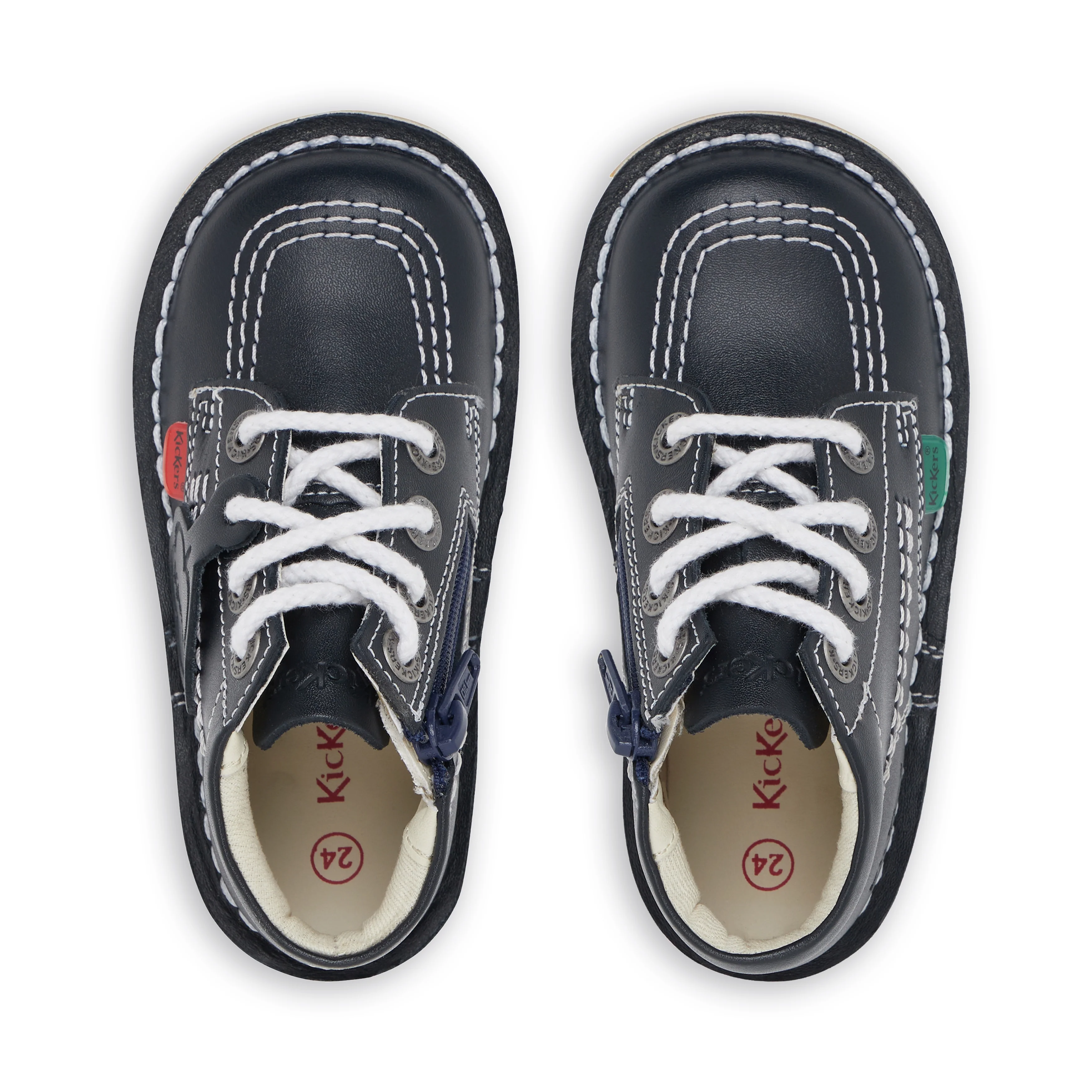 Infant Unisex Kick Hi Zip Leather Navy - Image 4
